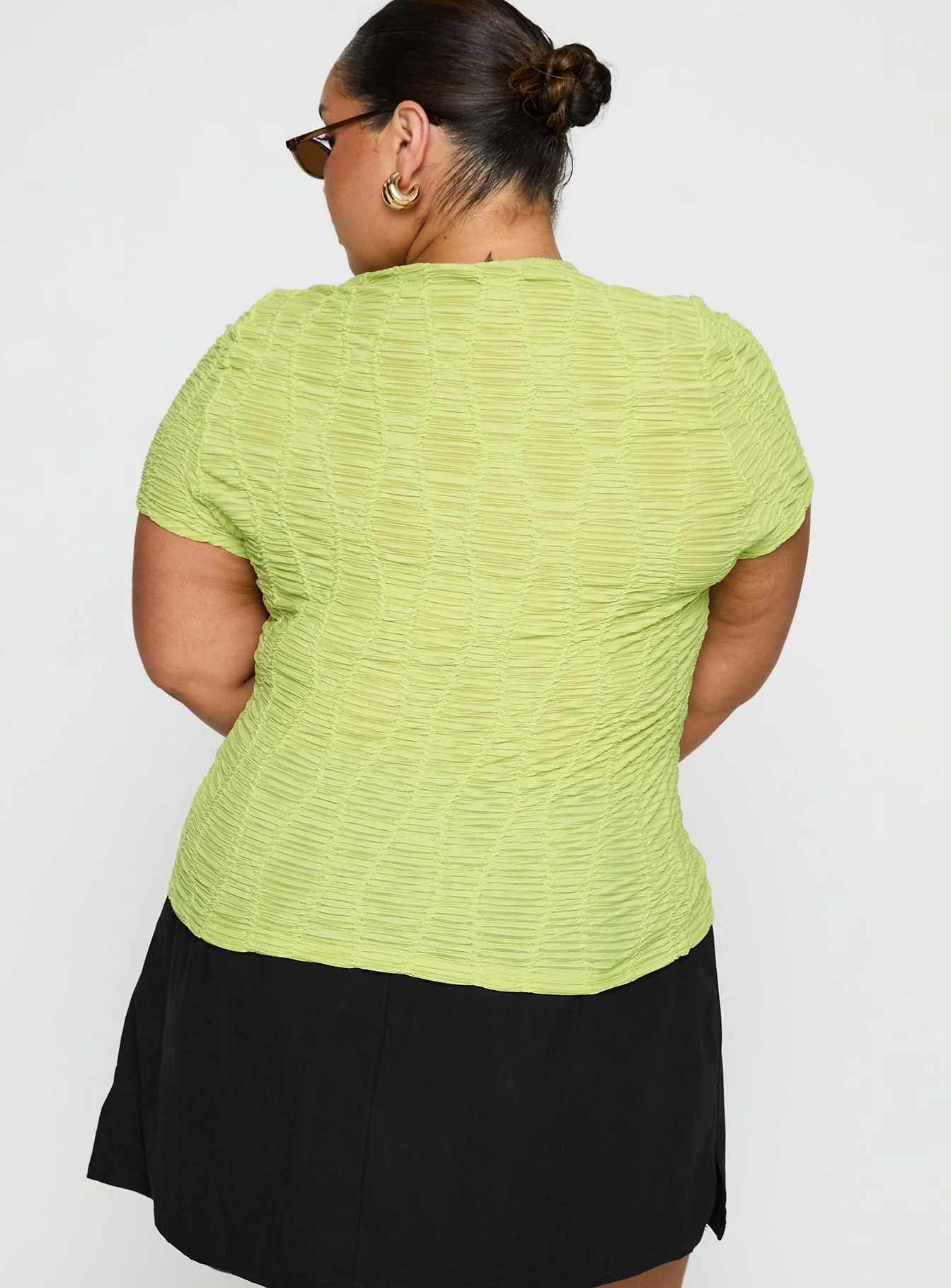 Suzu Textured Top Green Curve