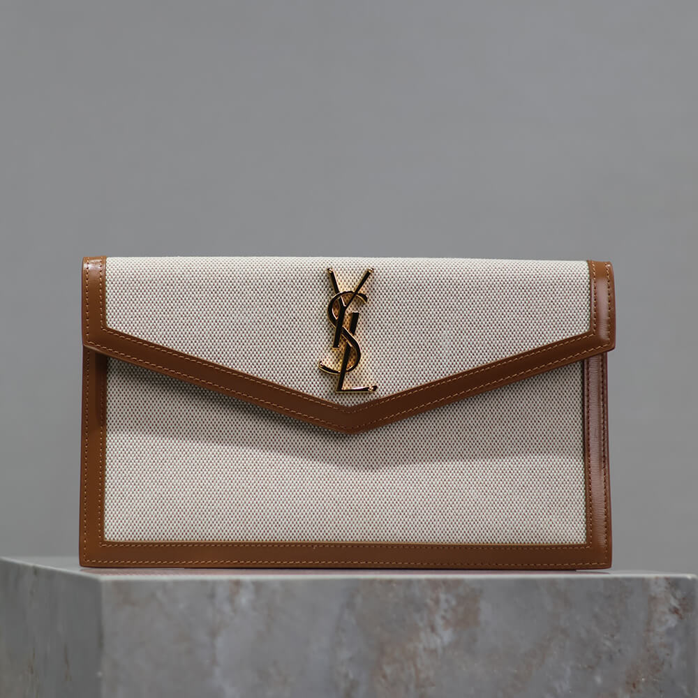 YSL uptown pouch in canvas and leather - Top Club