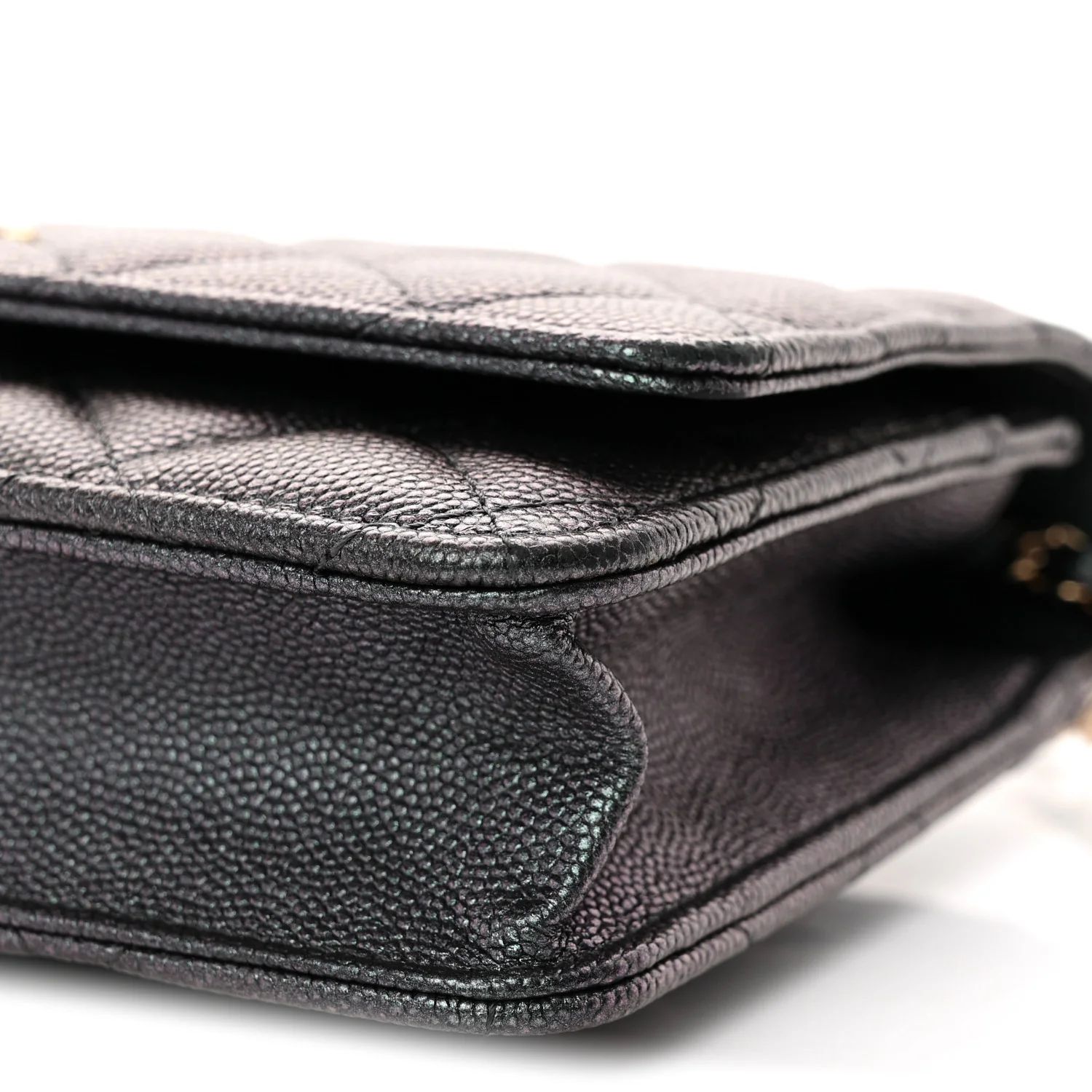 Iridescent Caviar Quilted Wallet on Chain WOC Dark Blue - Top Club