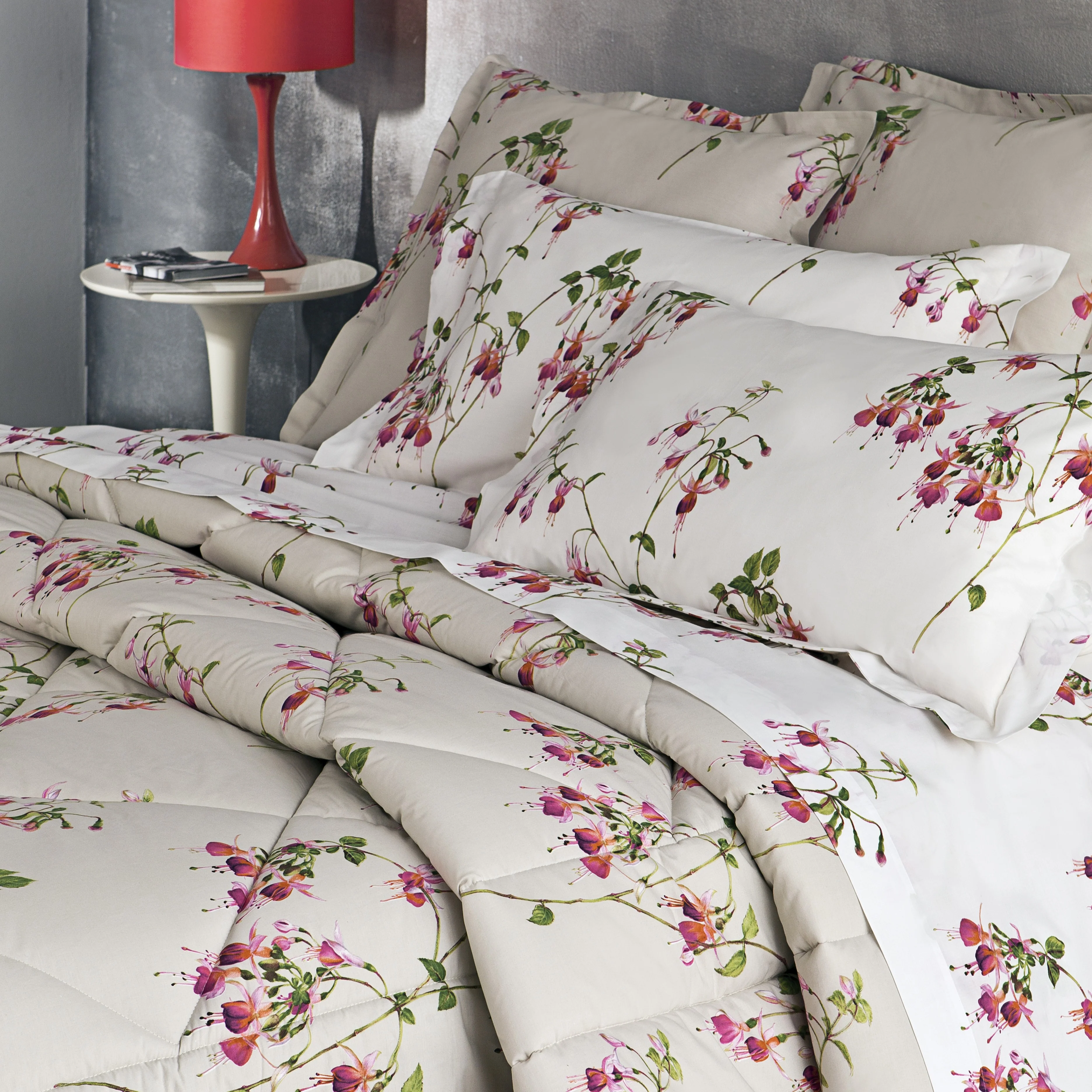 Completo Lenzuola In Percalle Fuchsia Singolo