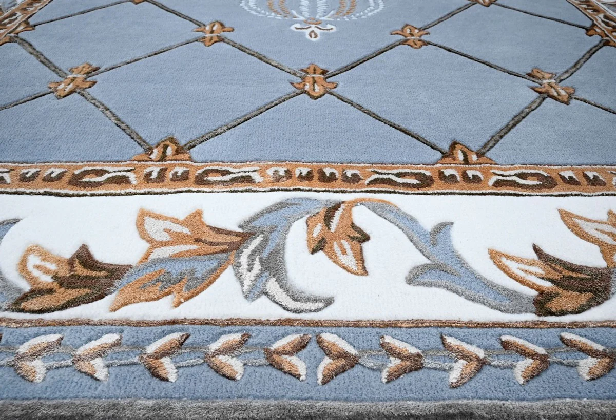 Pompöös by Luxury Baroque Carpet Crown by Harald Glööckler Blue 200 x 300 cm