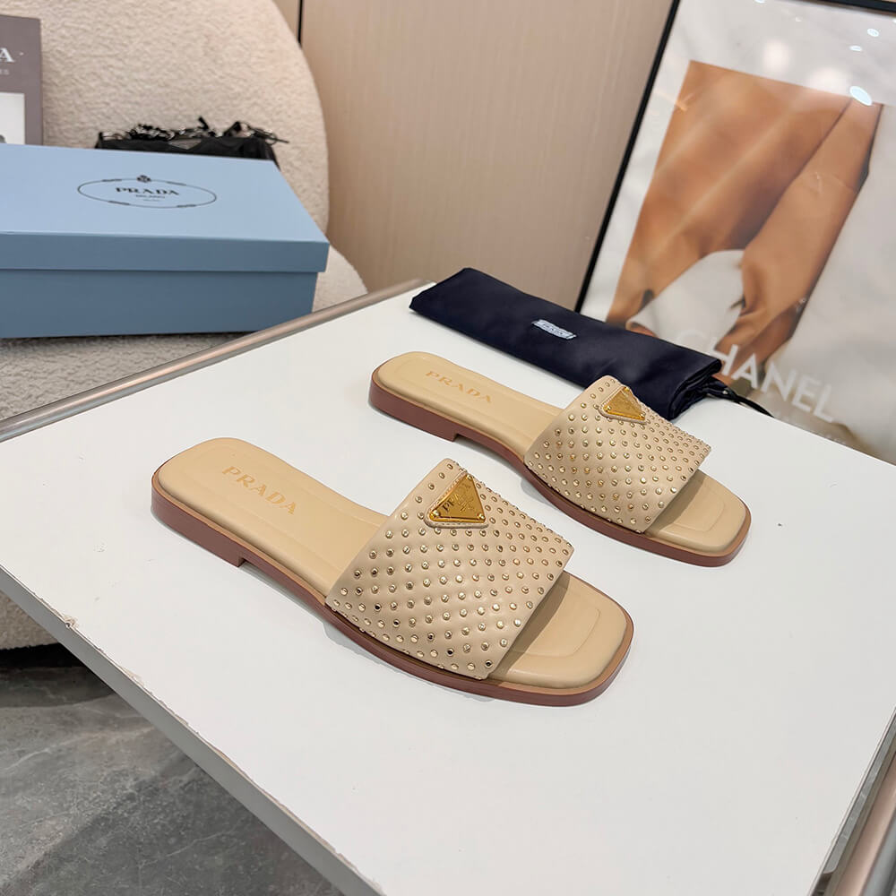 Prada Nappa leather slides with studs - Top Club