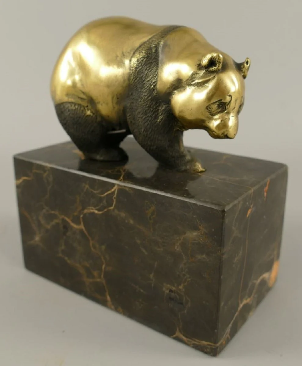 Bronze sculpture panda bear gold / black 13 x 7 x H. 15 cm - bronze figure - decorative figure - desk decoration accessories
