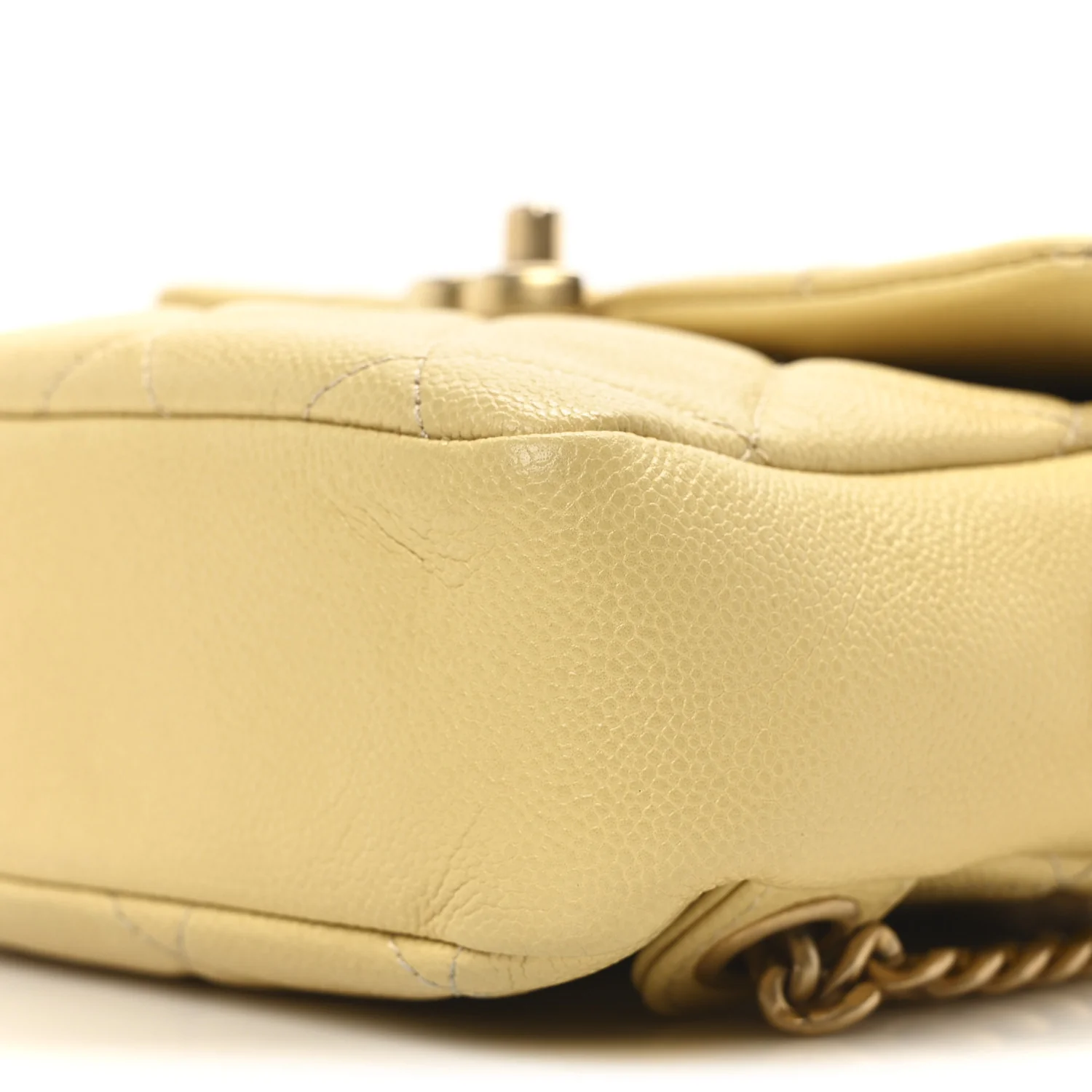 Shiny Caviar Quilted Chain Melody Backpack Yellow - Top Club