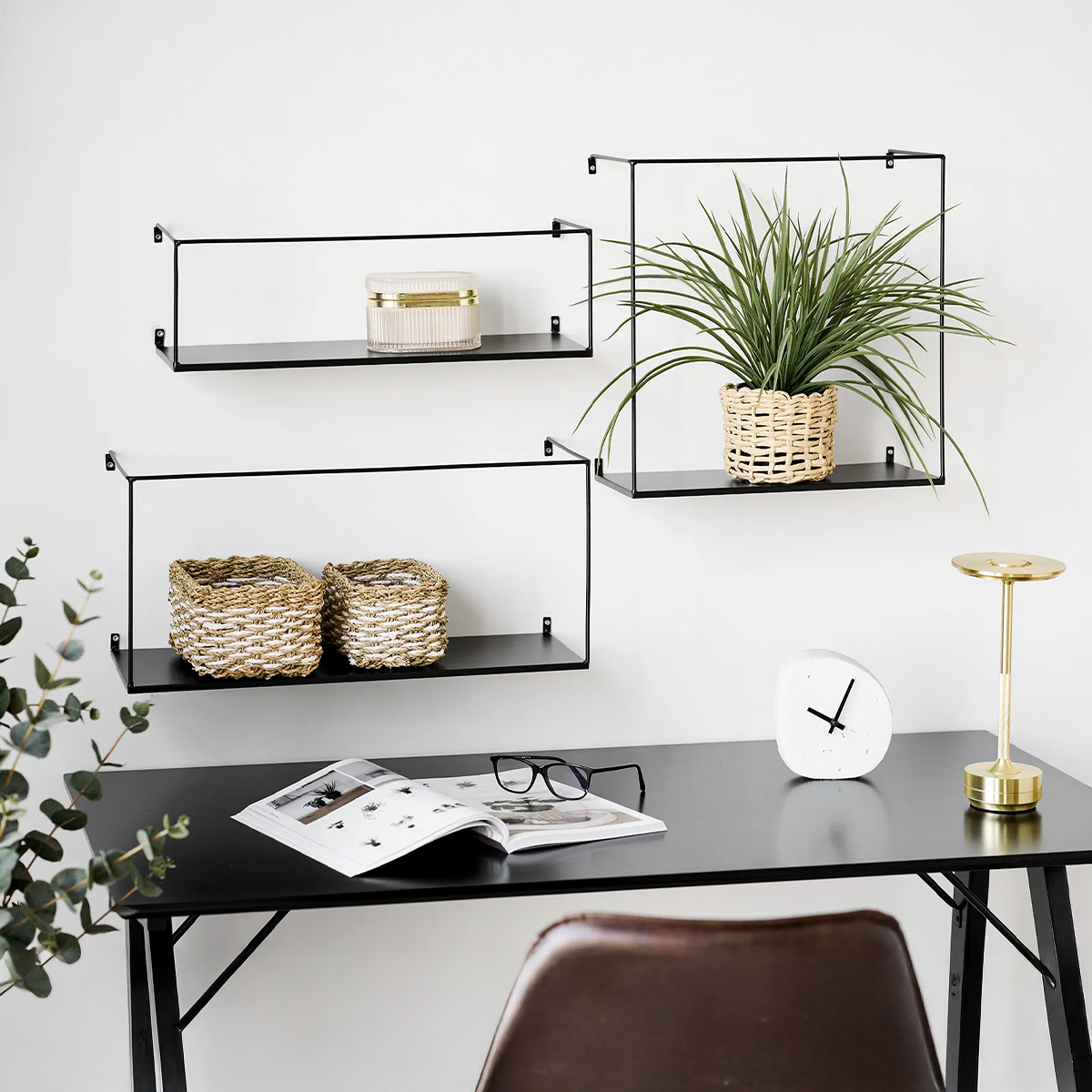 Wandplank Marijn metaal zwart - set van 3