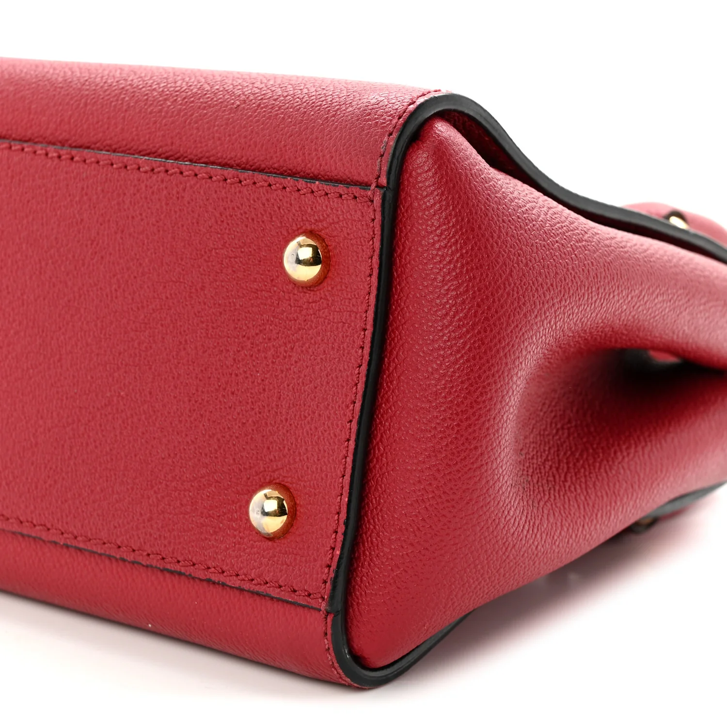 Soft Grain Calfskin Small Buckle Tote Parade Red - Top Club