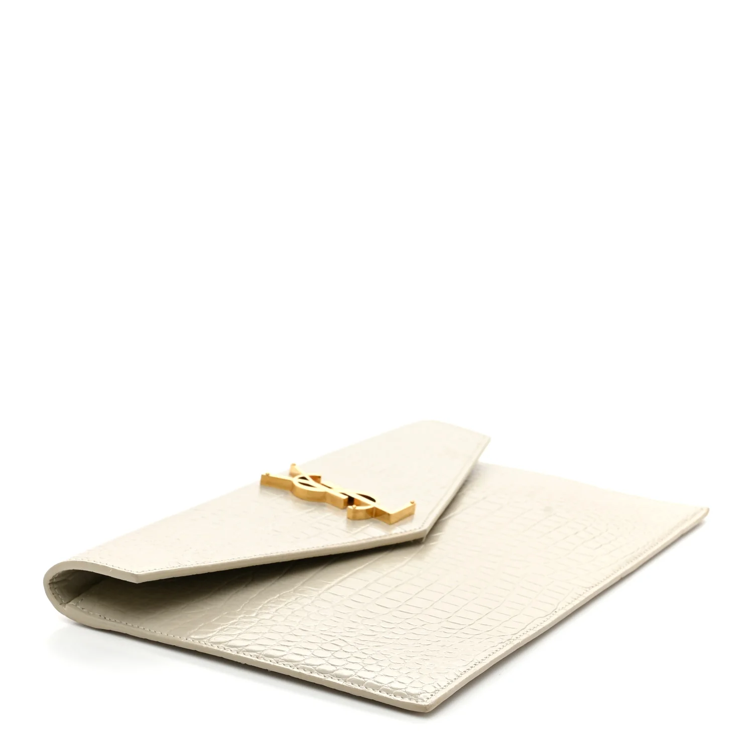 Calfskin Crocodile Embossed Uptown Monogram Pouch Crema Soft - Top Club