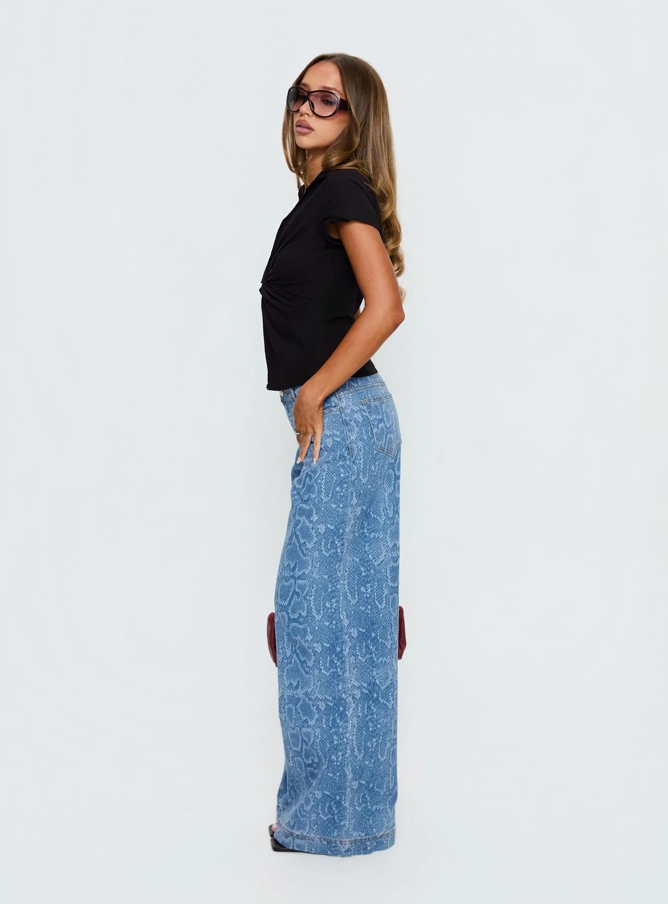 Spoken Truth Mid Rise Straight Leg Jeans Snake Blue Wash