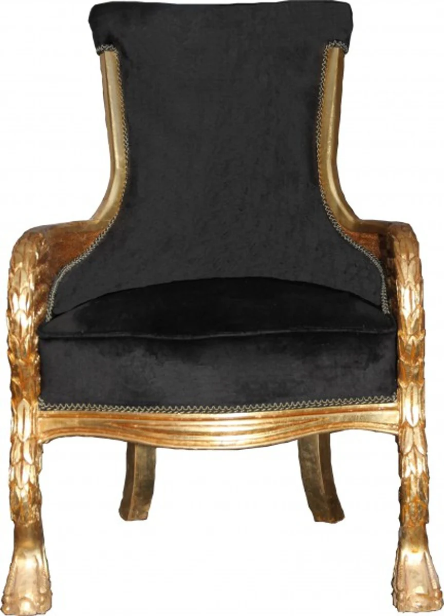 Baroque Lounge Chair Black / Gold Mod2 Furniture Antique Style - Living Room Club Furniture Armchair Throne