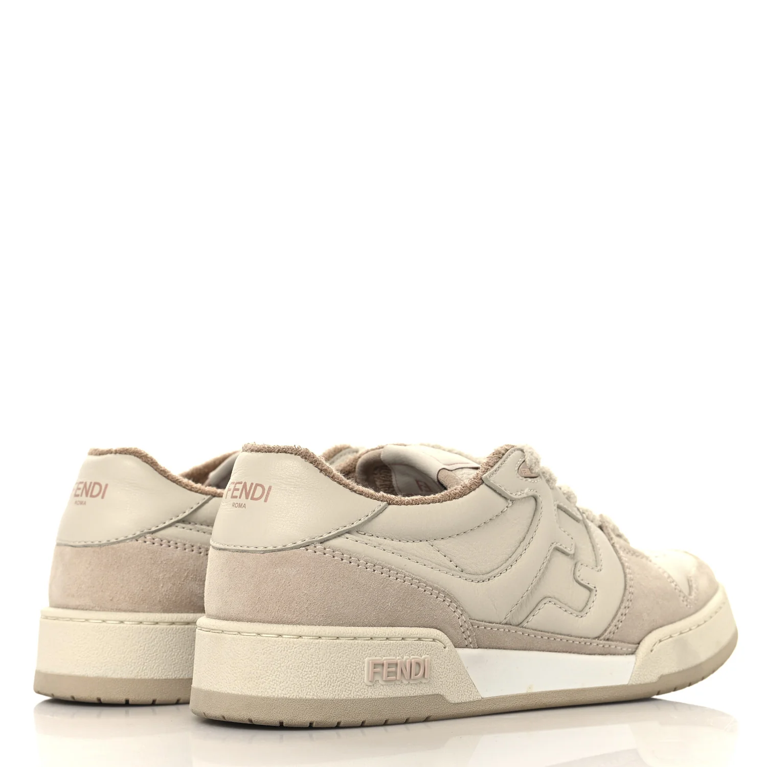 Suede Vitello Fendi Match Low Top Sneakers 37.5 Nudo White Garza Rosa - Top Club