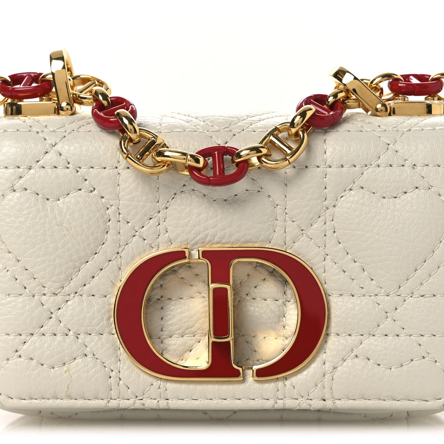 Calfskin Heart Cannage Dioramour Micro Bag Latte - Top Club