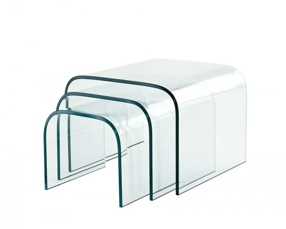 Luxury Art Deco Designer Glass Side Table Set of 3 - Luxury Collection