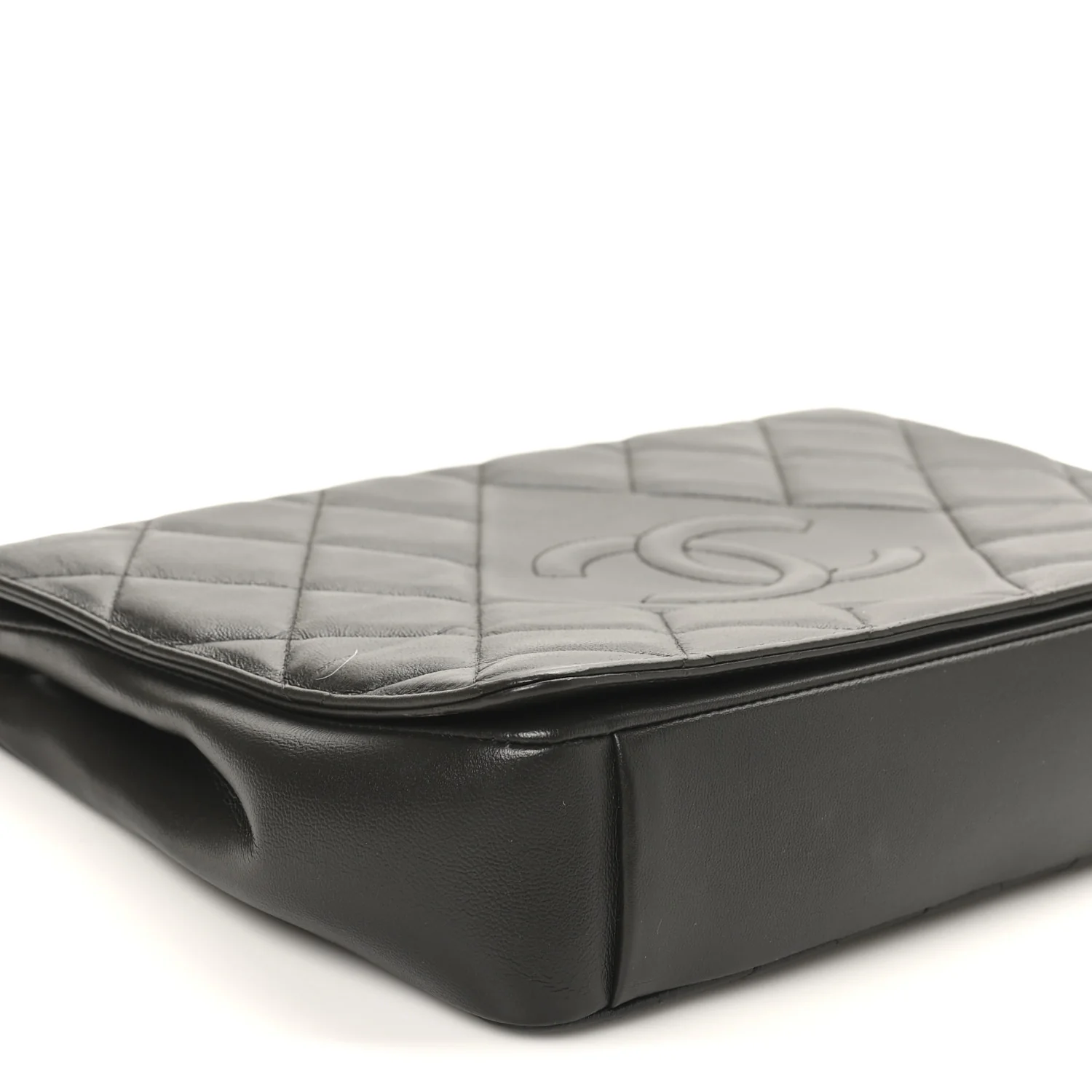 Lambskin Quilted Large Diamond CC Flap Black - Top Club