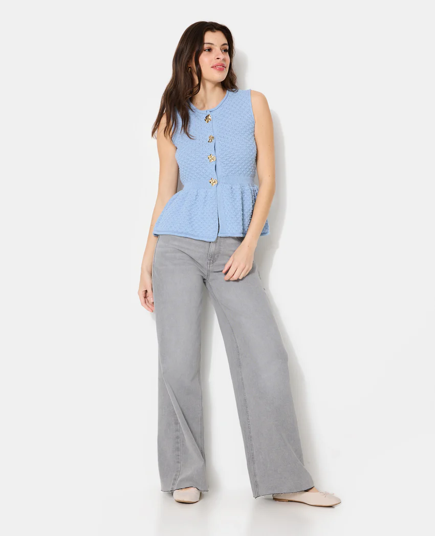 Pimkie Gilet sans manches peplum avec boutons fantaisie