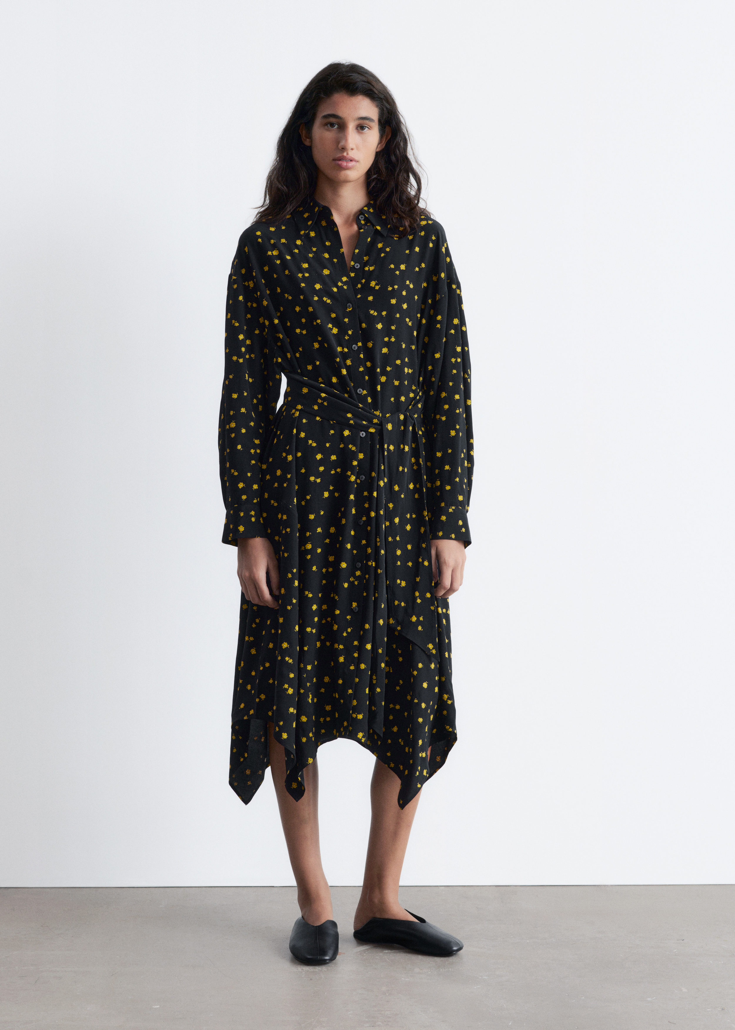 & Other Stories TIE-DETAIL MIDI SHIRT DRESS