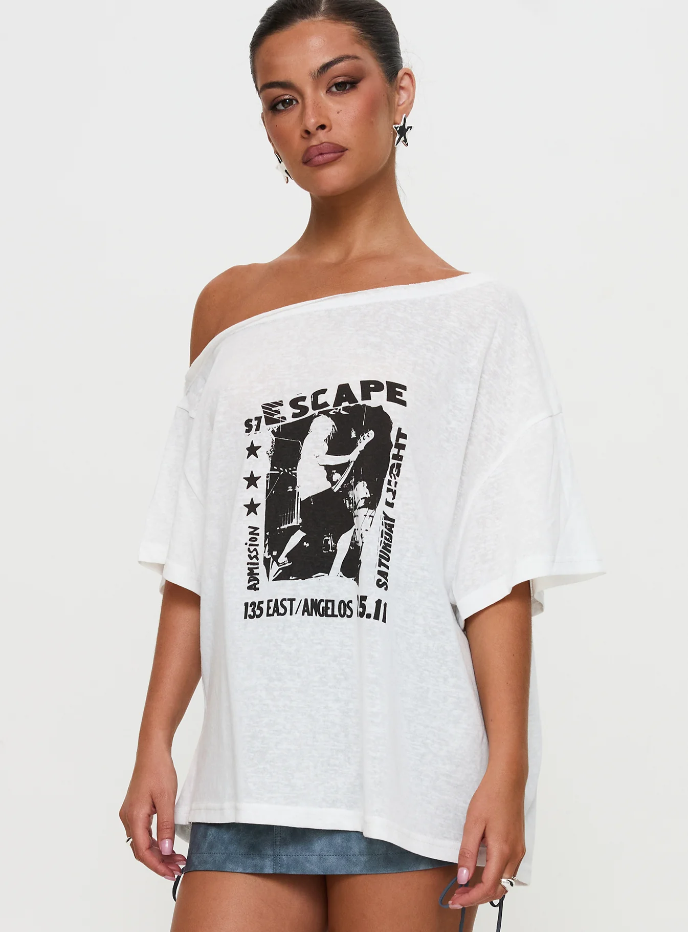 Kippa Off The Shoulder Tee White