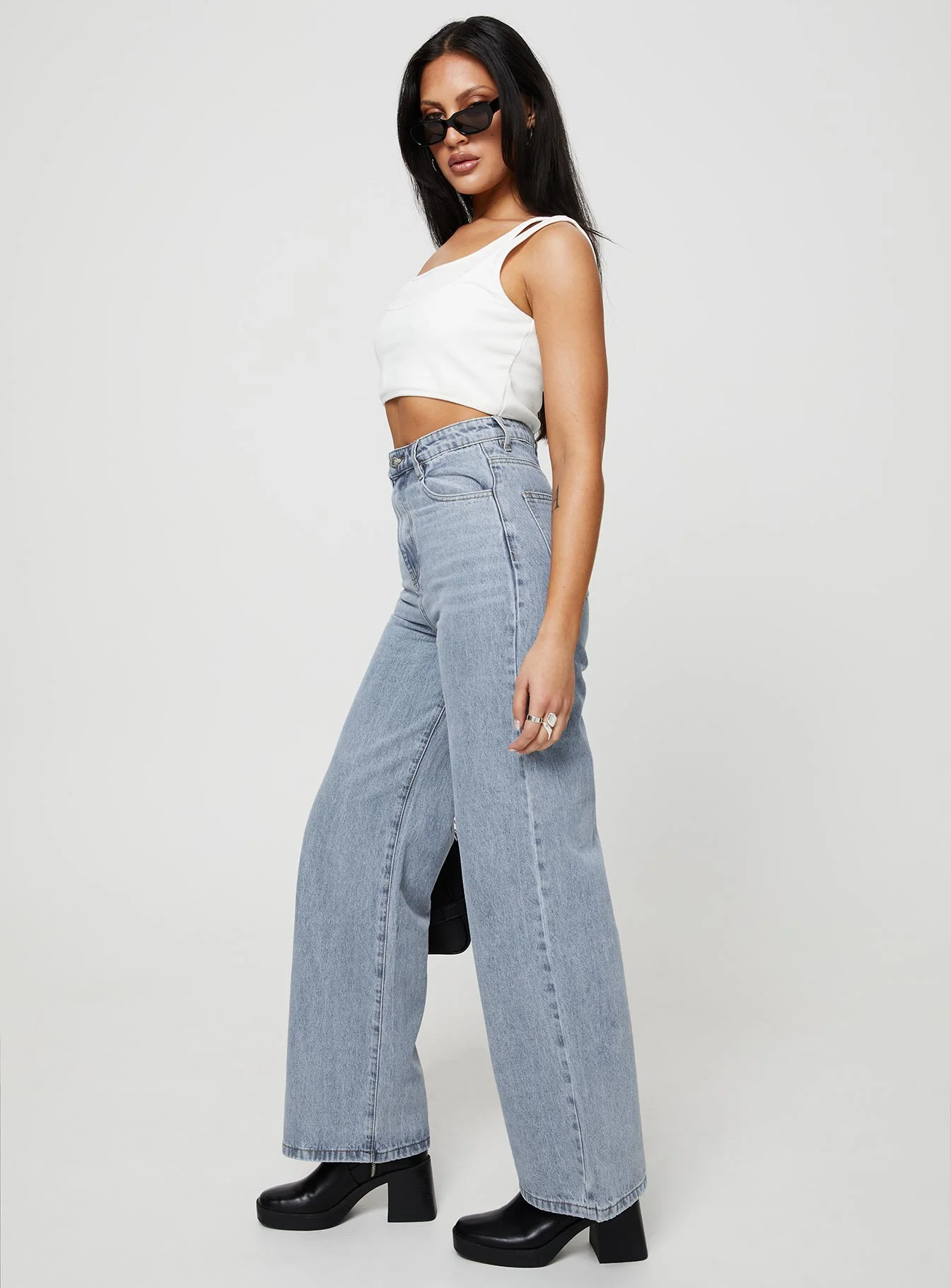 Nicolo High Rise Straight Leg Jeans Light Blue Wash