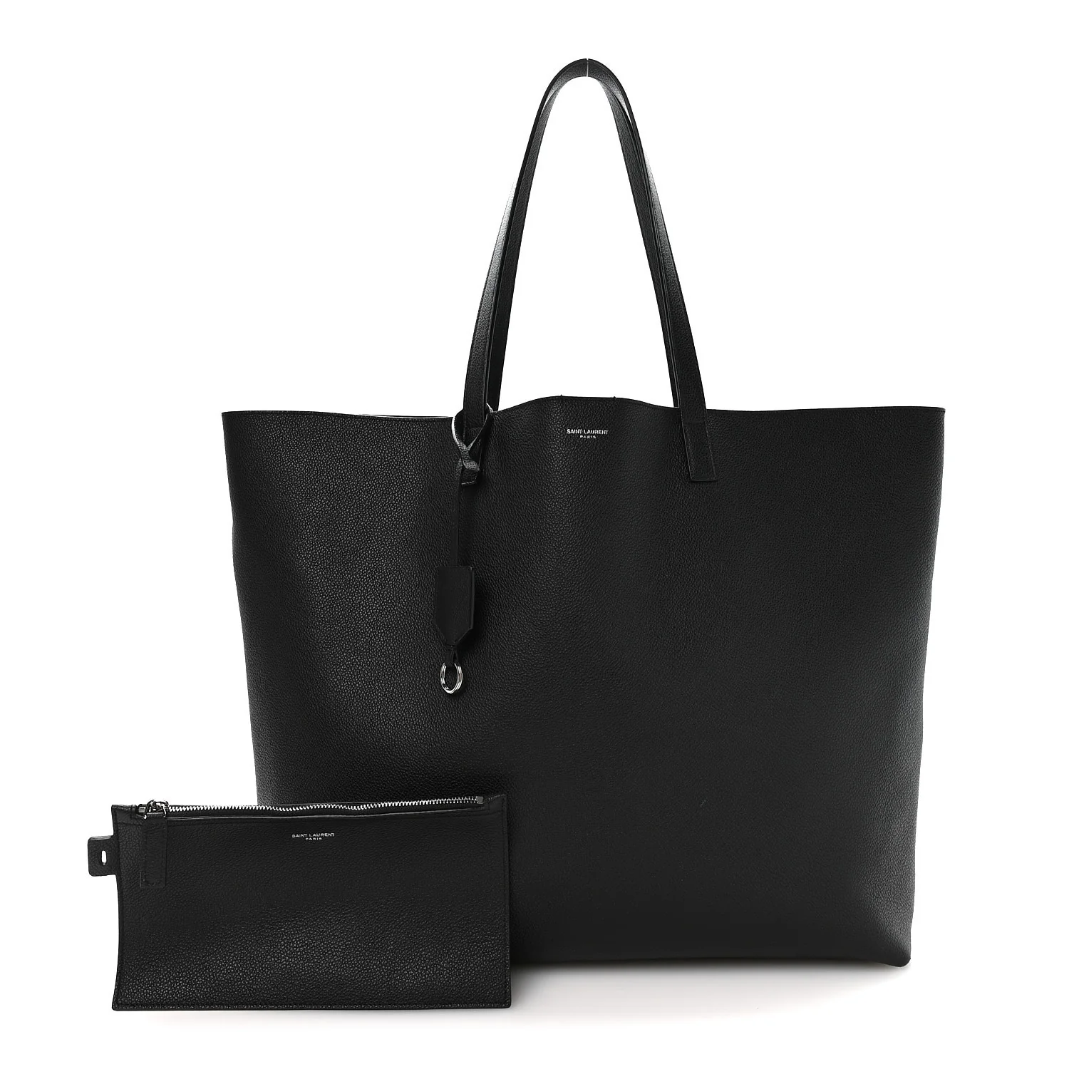 Calfskin Large Shopping Tote Black - Top Club