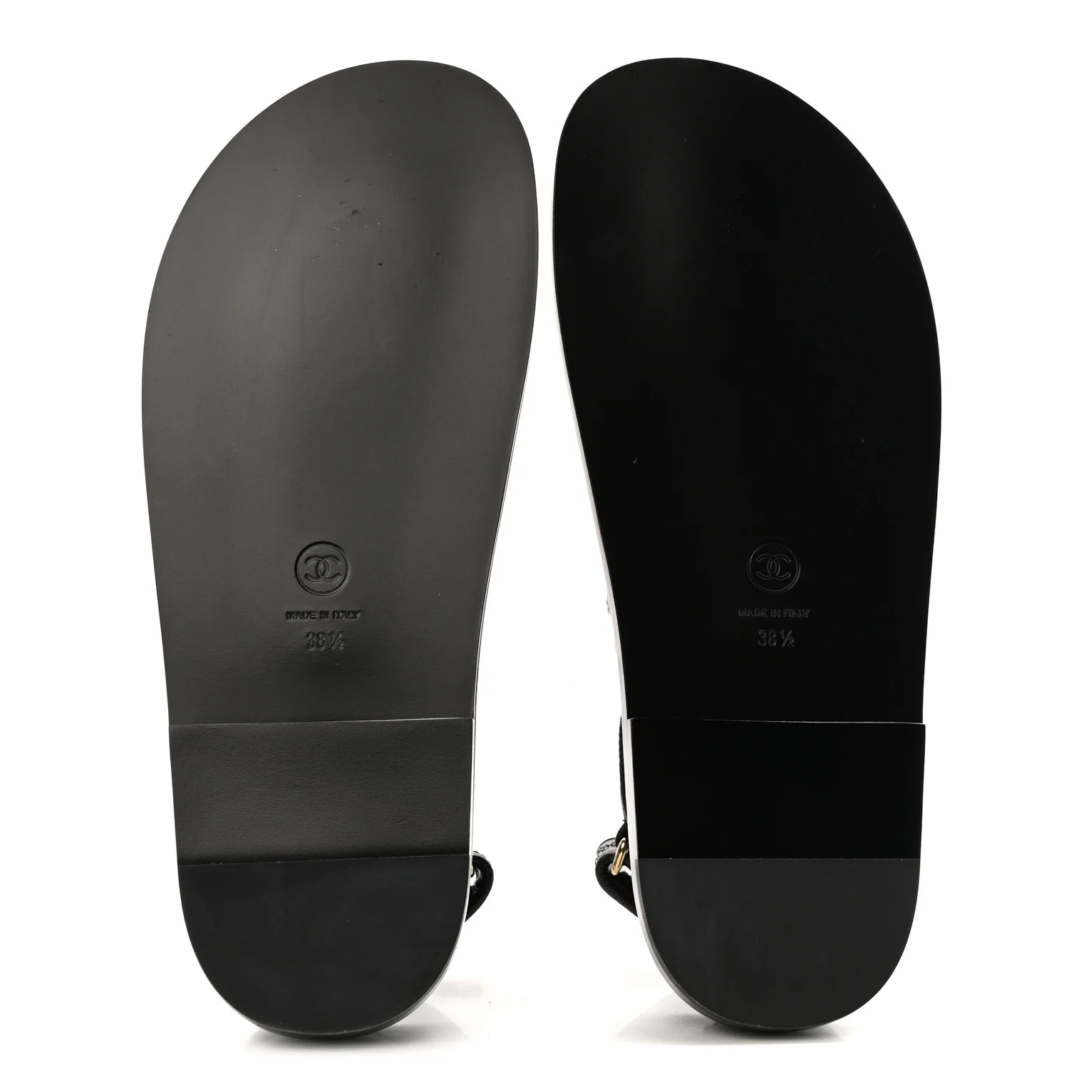 Grained Calfskin Velcro Dad Sandals 38.5 Black - Top Club