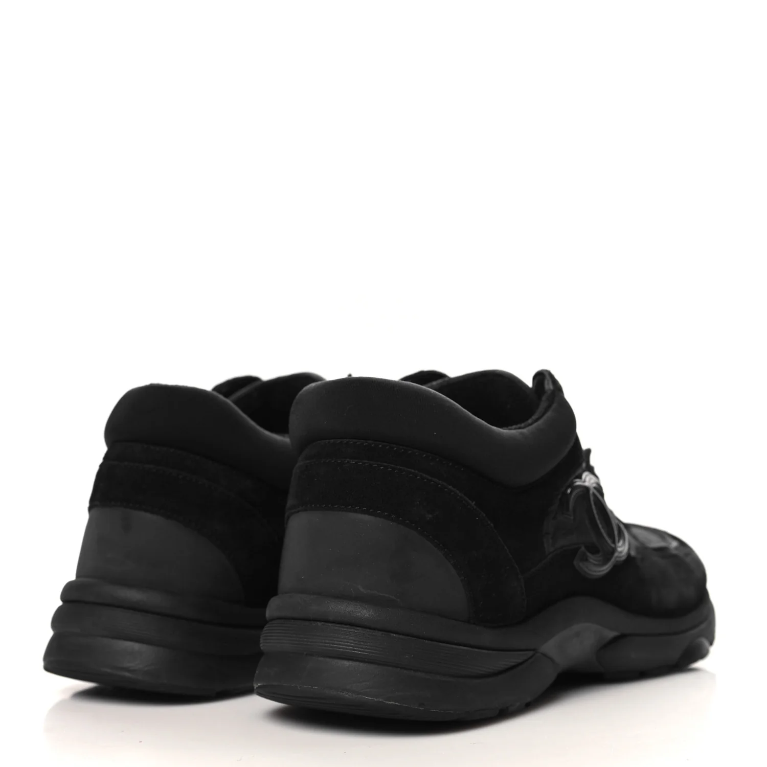Nylon Calfskin Suede CC Sneakers 39 Black - Top Club