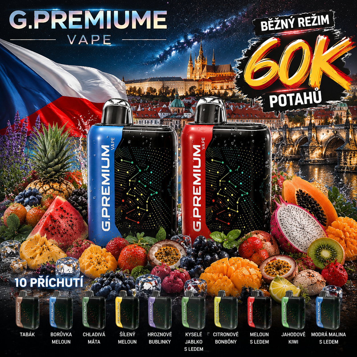 Nejsilnější upgrade! GEEK BAR.PREMIUM 60 000 potahů – Ledová máta a Tradiční tabák