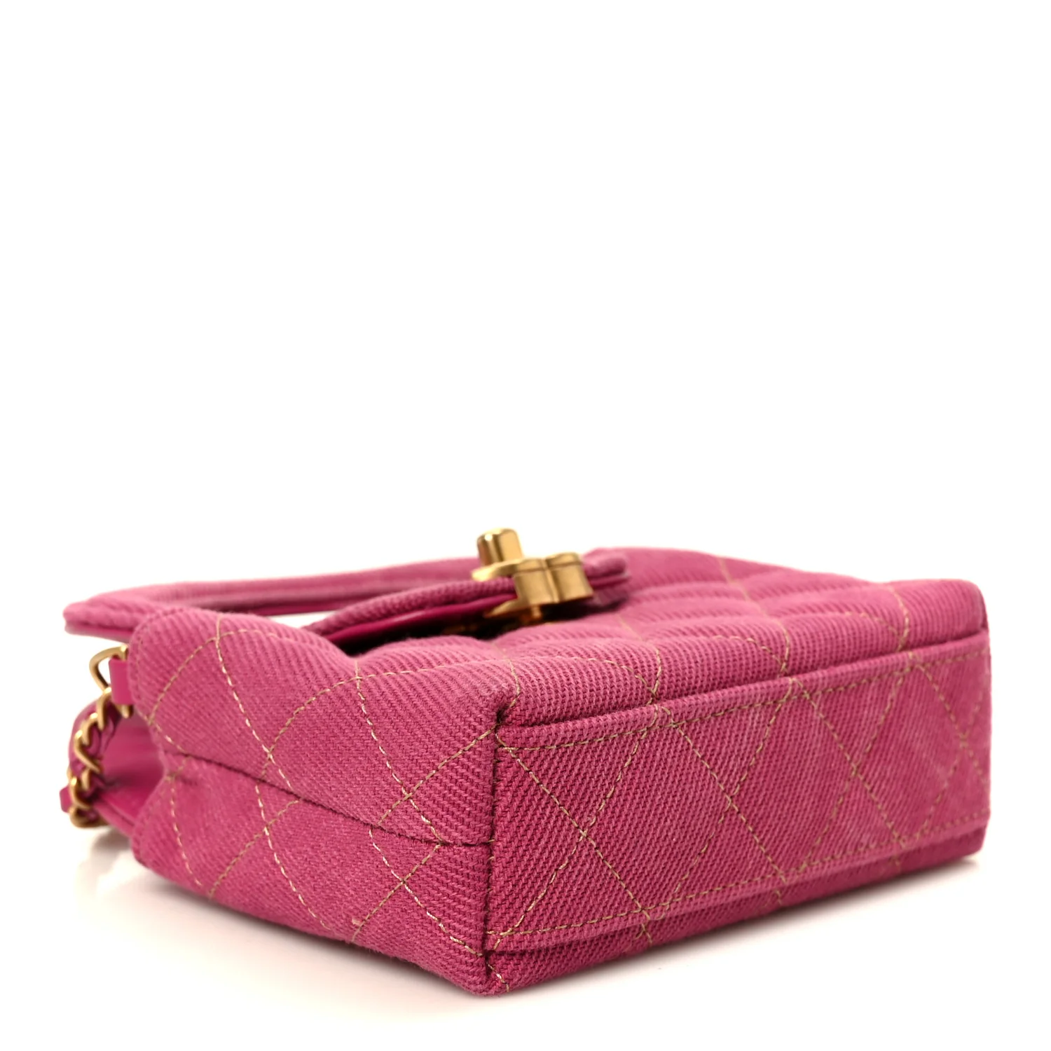 Denim Quilted Mini Nano Kelly Shopper Fuchsia - Top Club