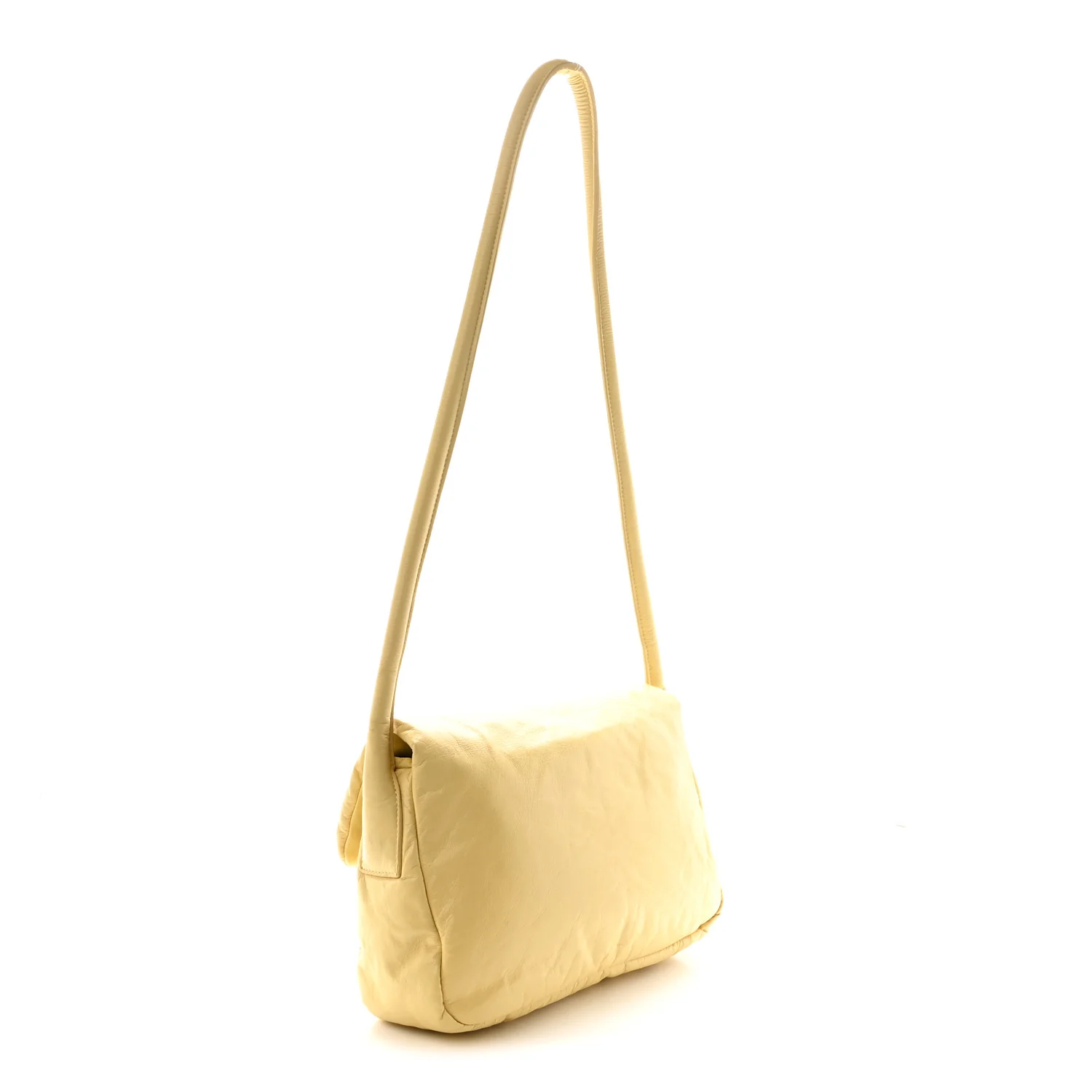 Paper Calfskin Puffy Flap Butter Brass - Top Club