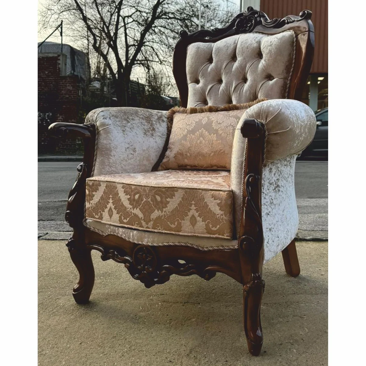 Luxury Baroque Living Room Set Silver / Dark Brown - Baroque Style Furniture