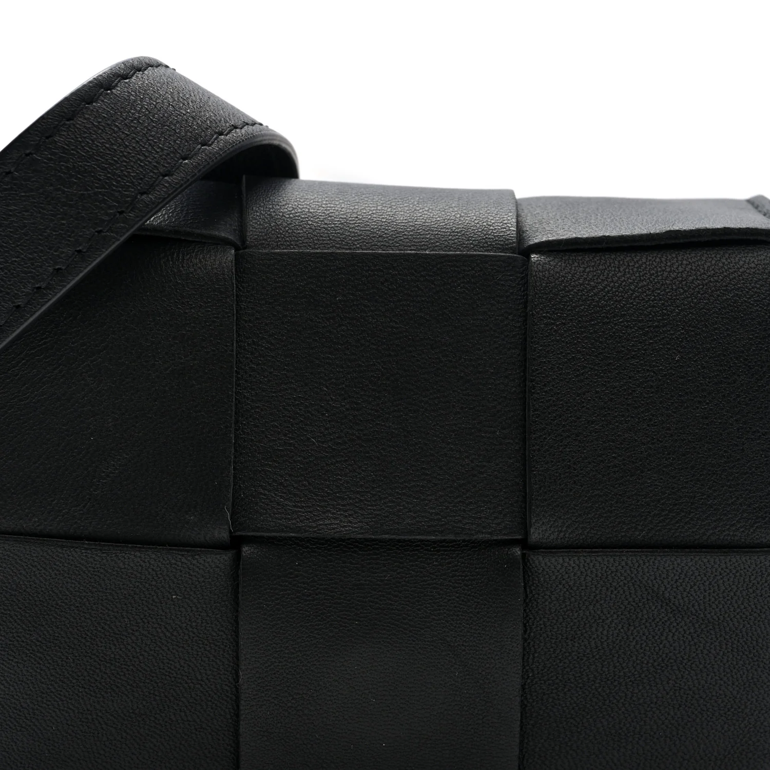 Lambskin Maxi Intrecciato Extra Mini Cassette Crossbody Bag Black - Top Club
