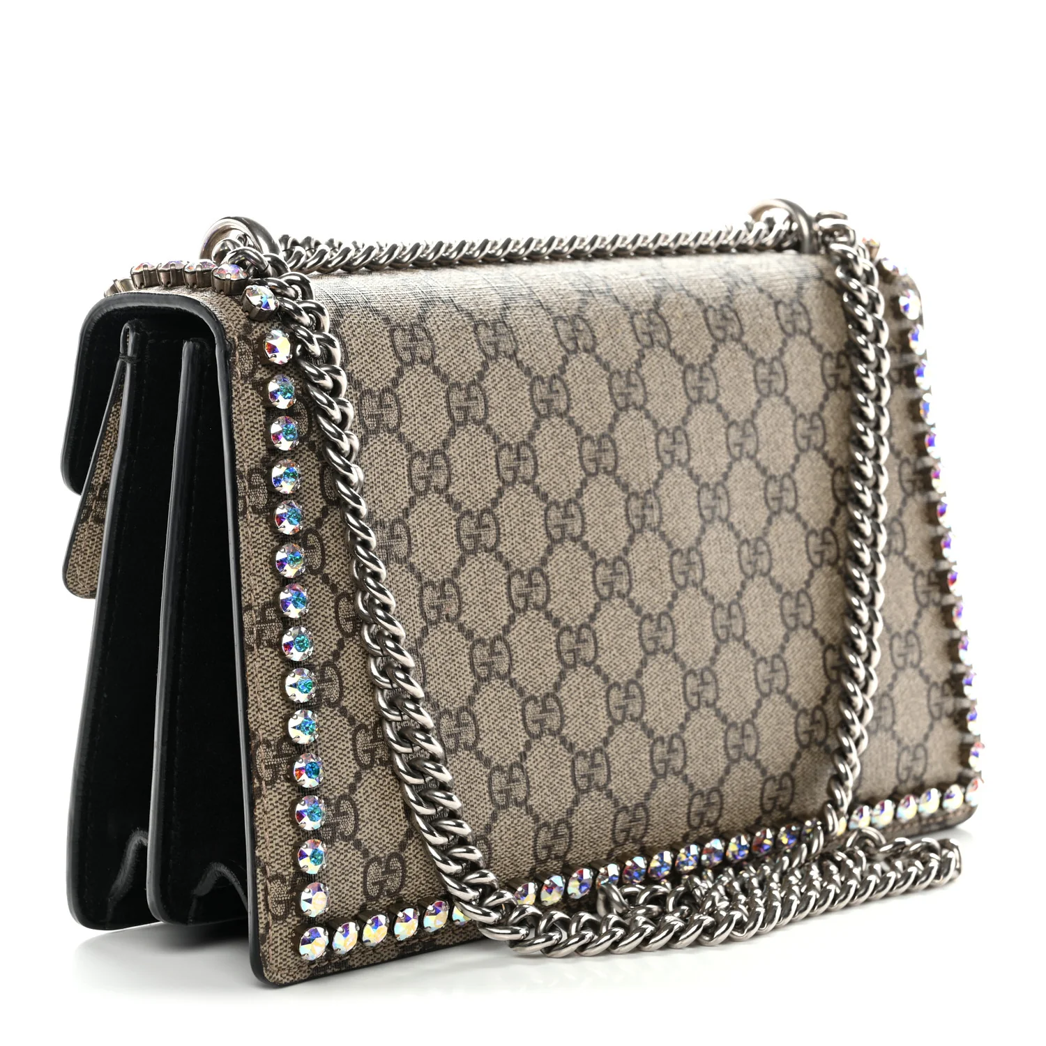 GG Supreme Monogram Crystal Small Dionysus Shoulder Bag Black - Top Club
