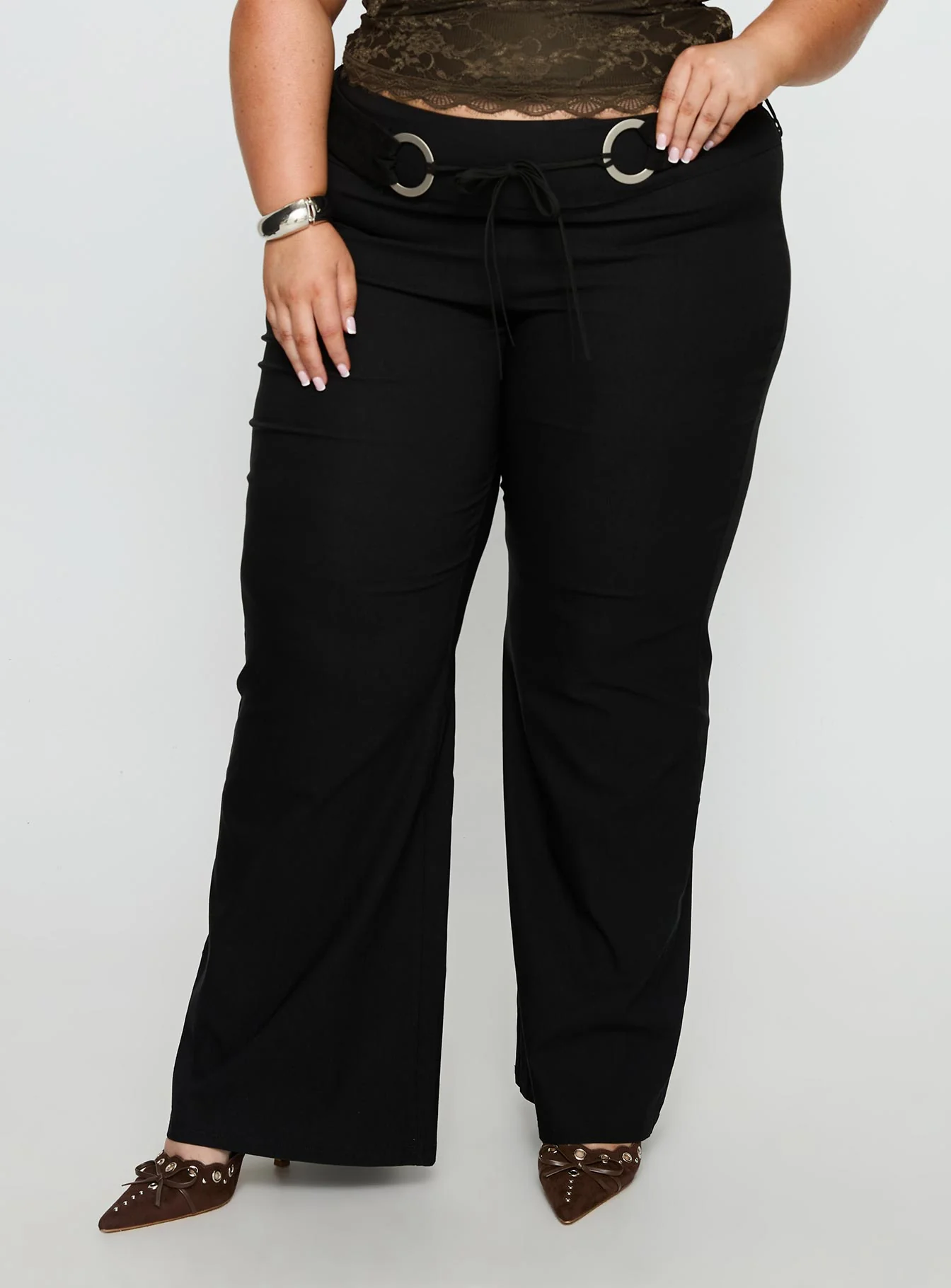 Twinflame Low Rise Hardware Pants Black Curve