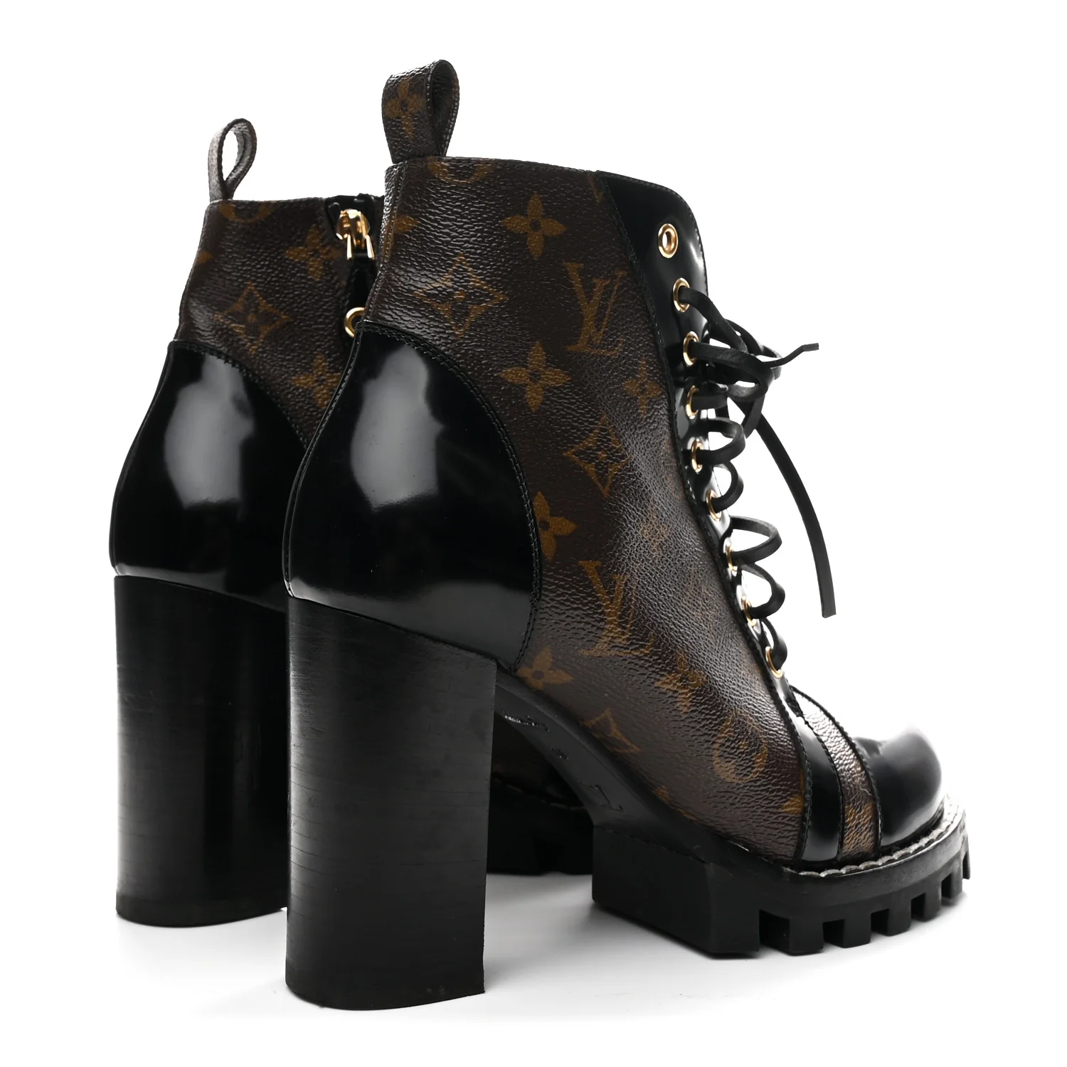 Patent Calfskin Monogram Star Trail Ankle Boots 39 Black - Top Club