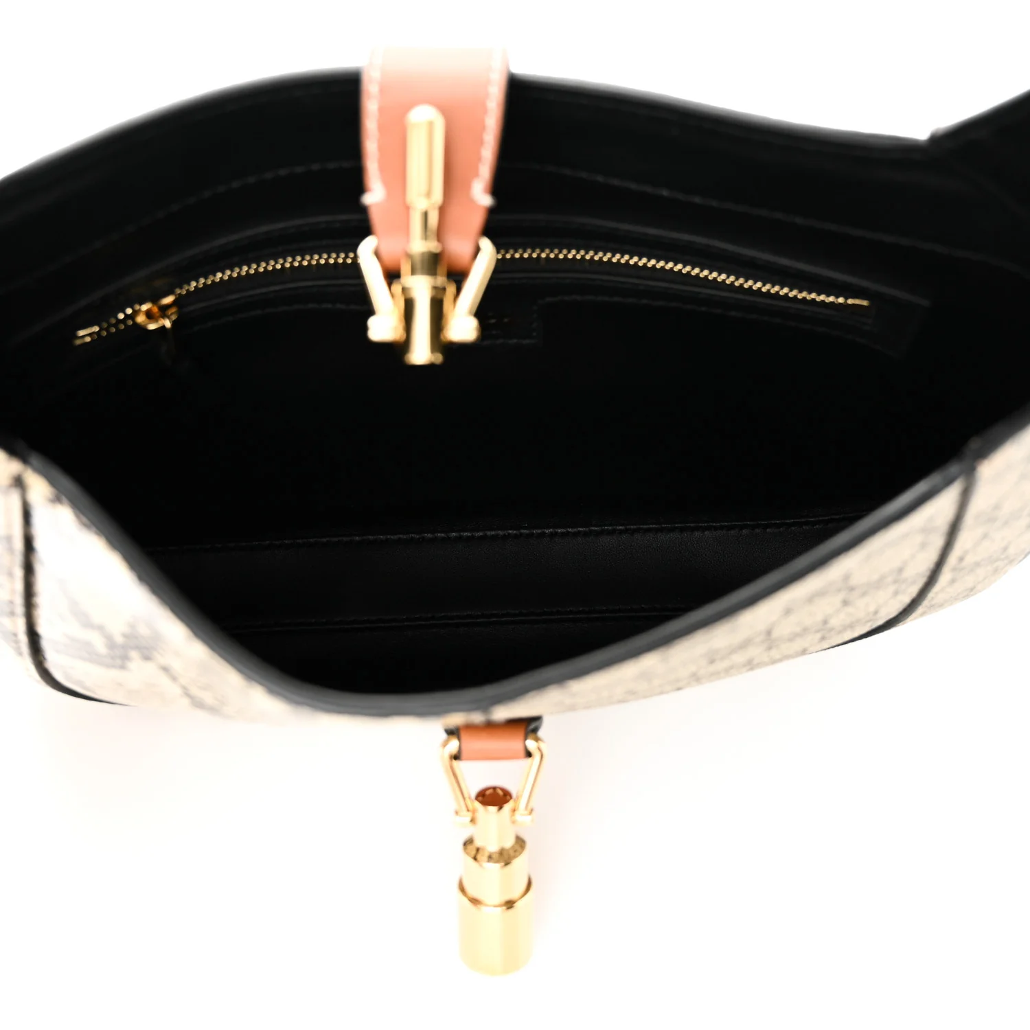GG Supreme Monogram Snakeskin Small Jackie 1961 Hobo Beige Ebony - Top Club