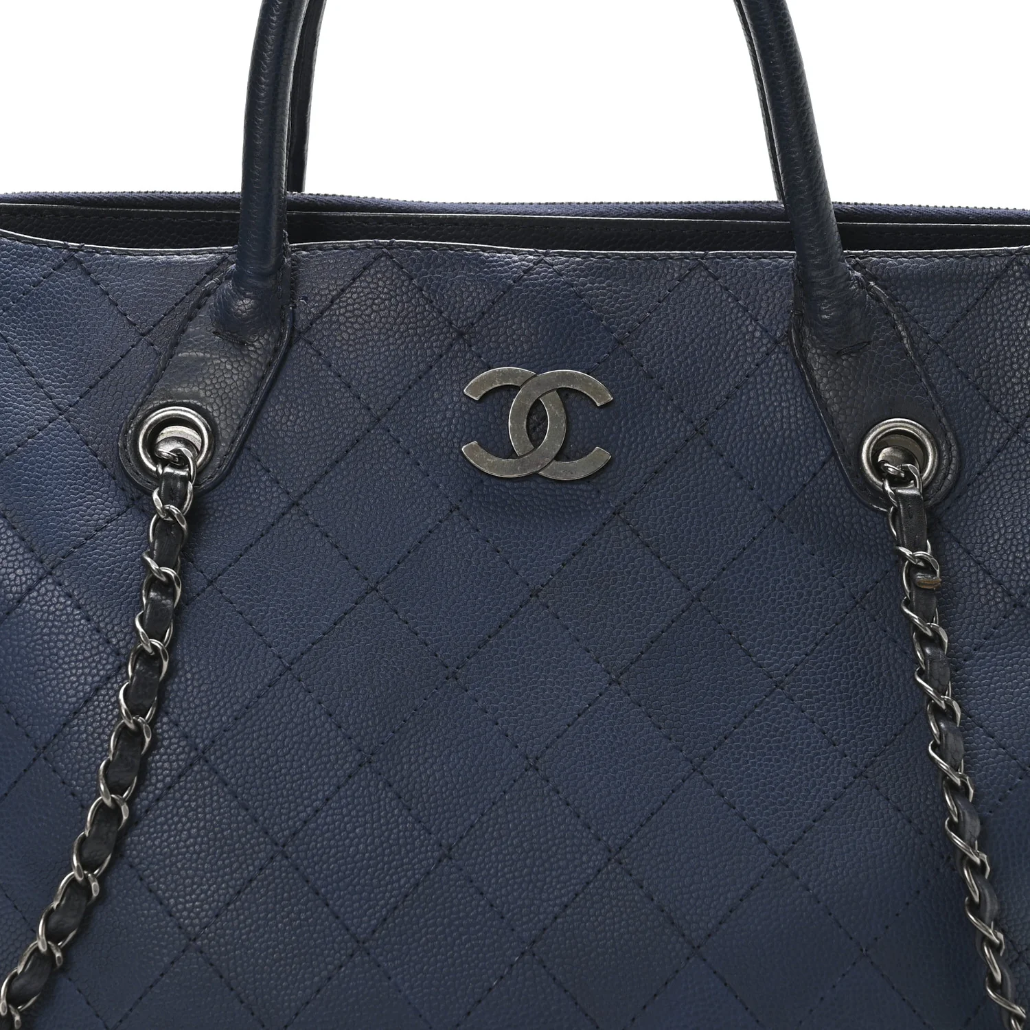 Grained Vegetal Calfskin Urban Shopping Tote Blue - Top Club