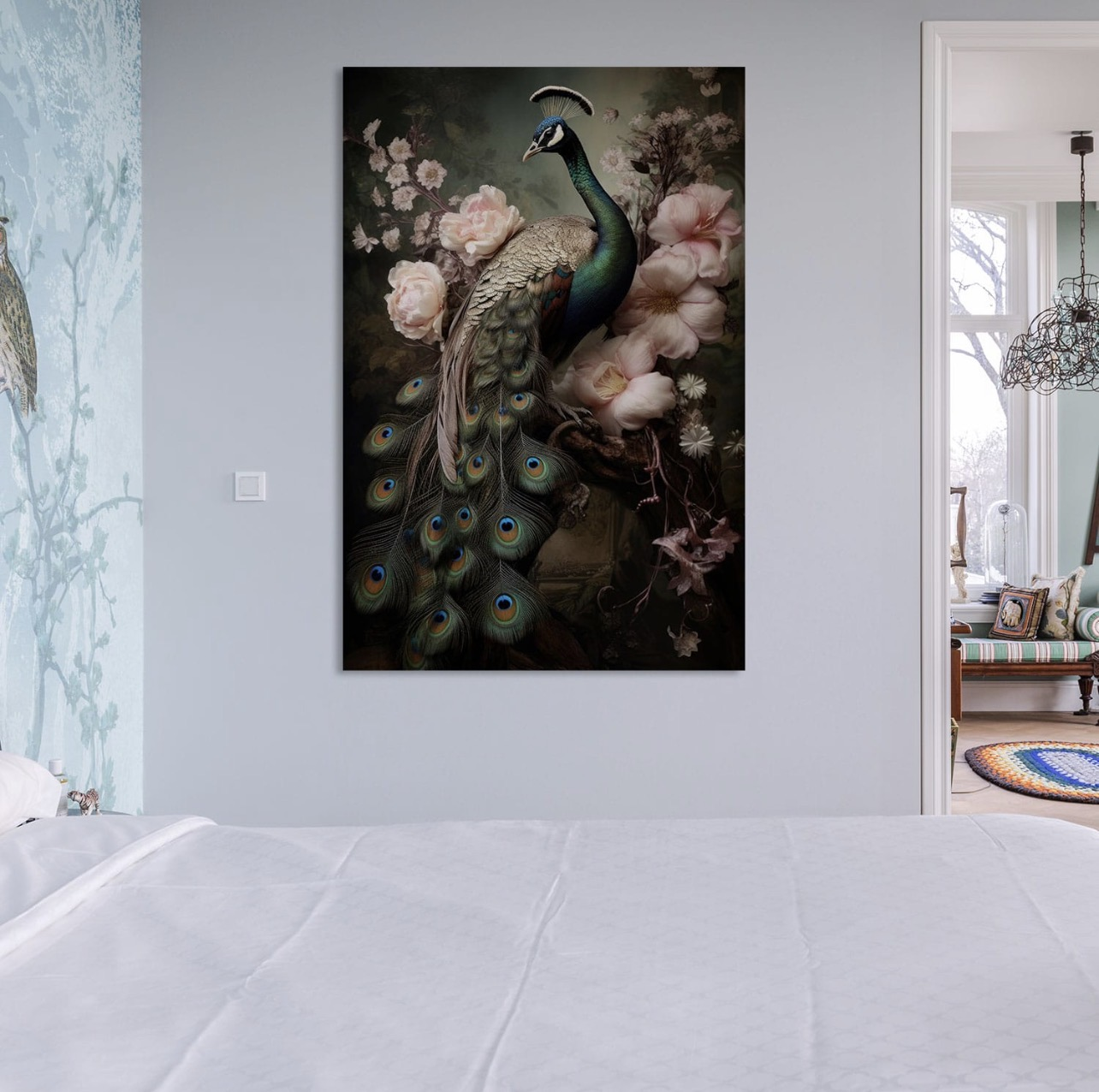 Plexiglas schilderij 'Peacock Still Life' 80x120 cm