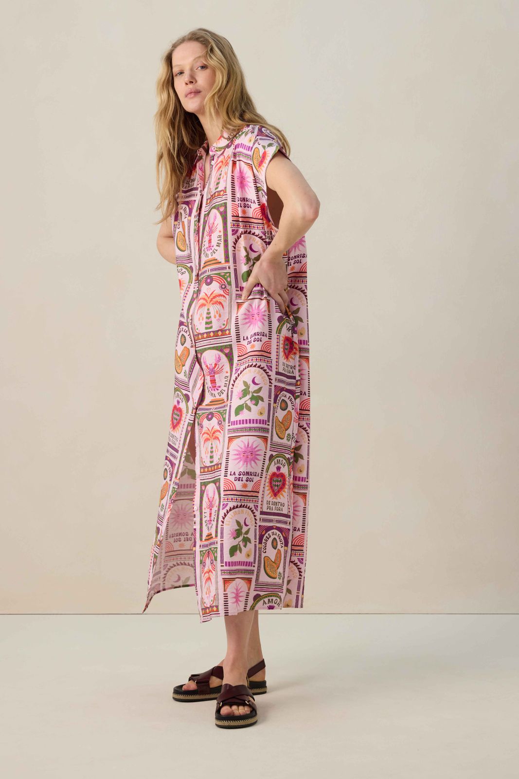 Multicolour shirt jurk met print