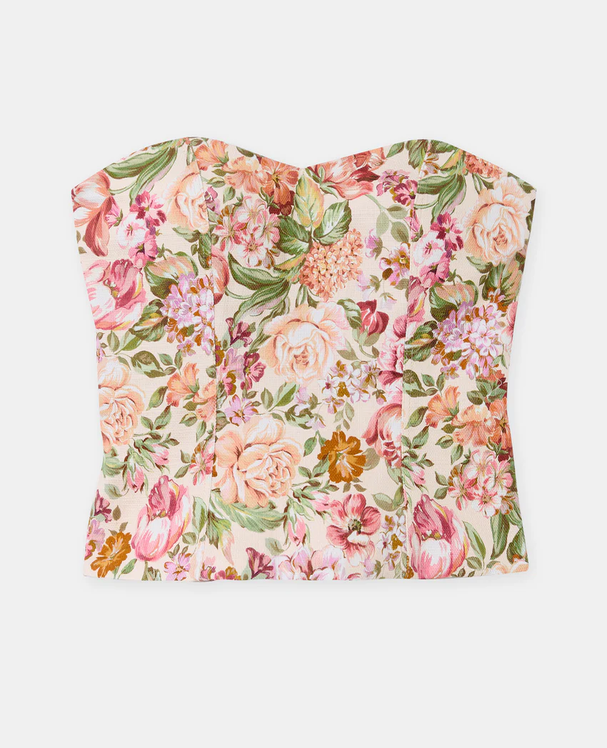 Pimkie Top bustier motif fleurs façon tapisserie