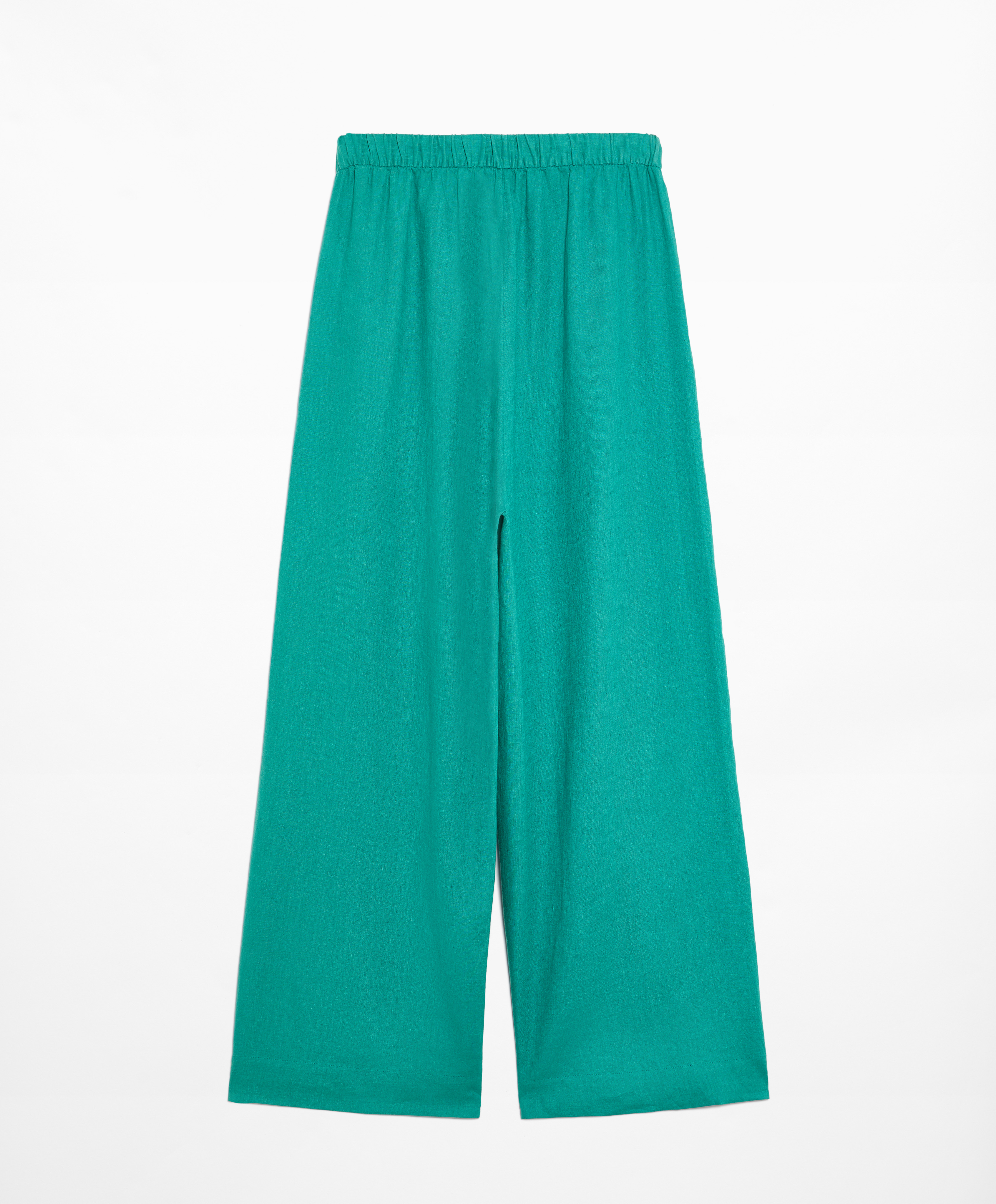 OYSHO 100% linen wide straight-leg trousers