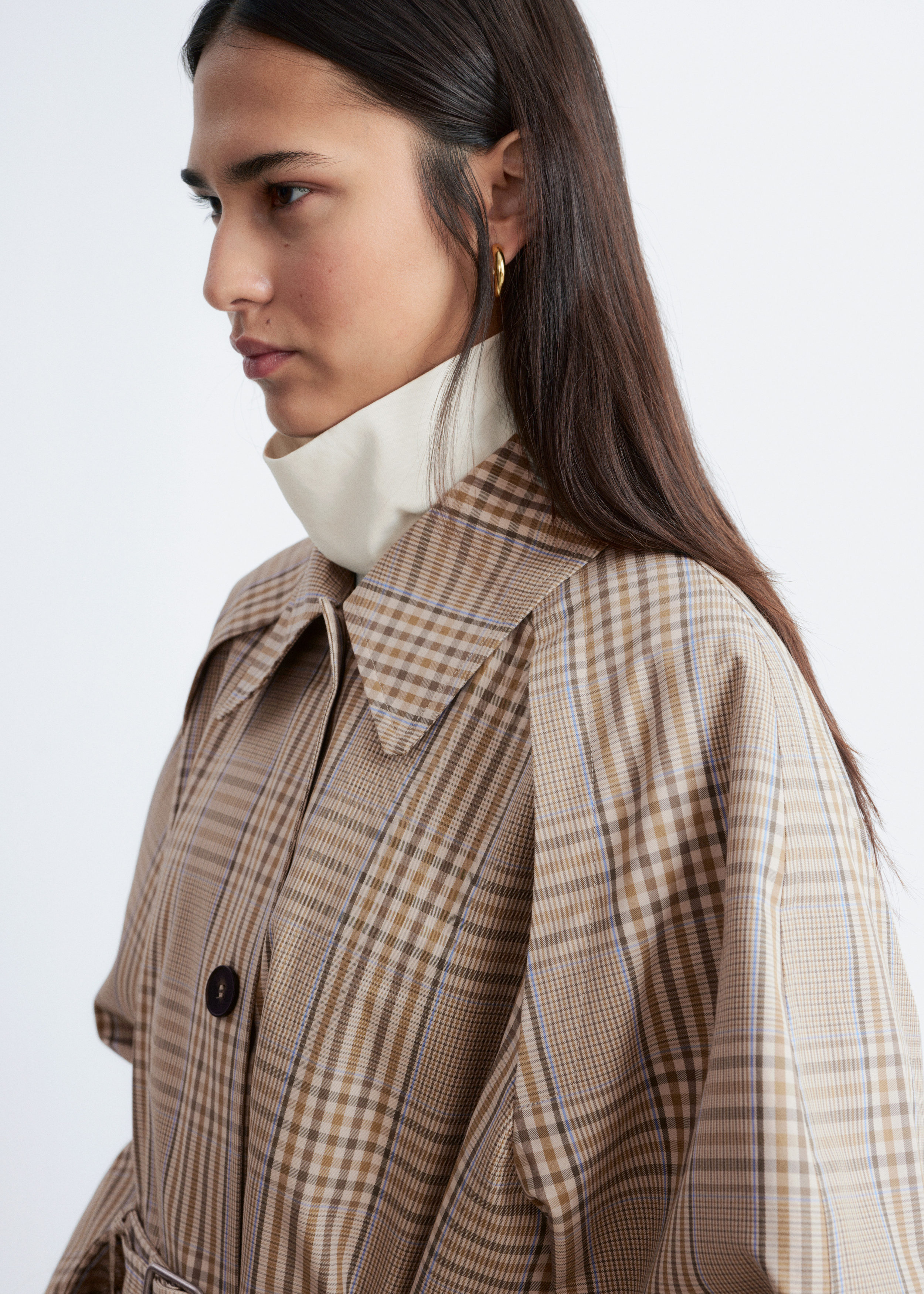 & Other Stories CHECKED BUCKLE-BELT TRENCH COAT