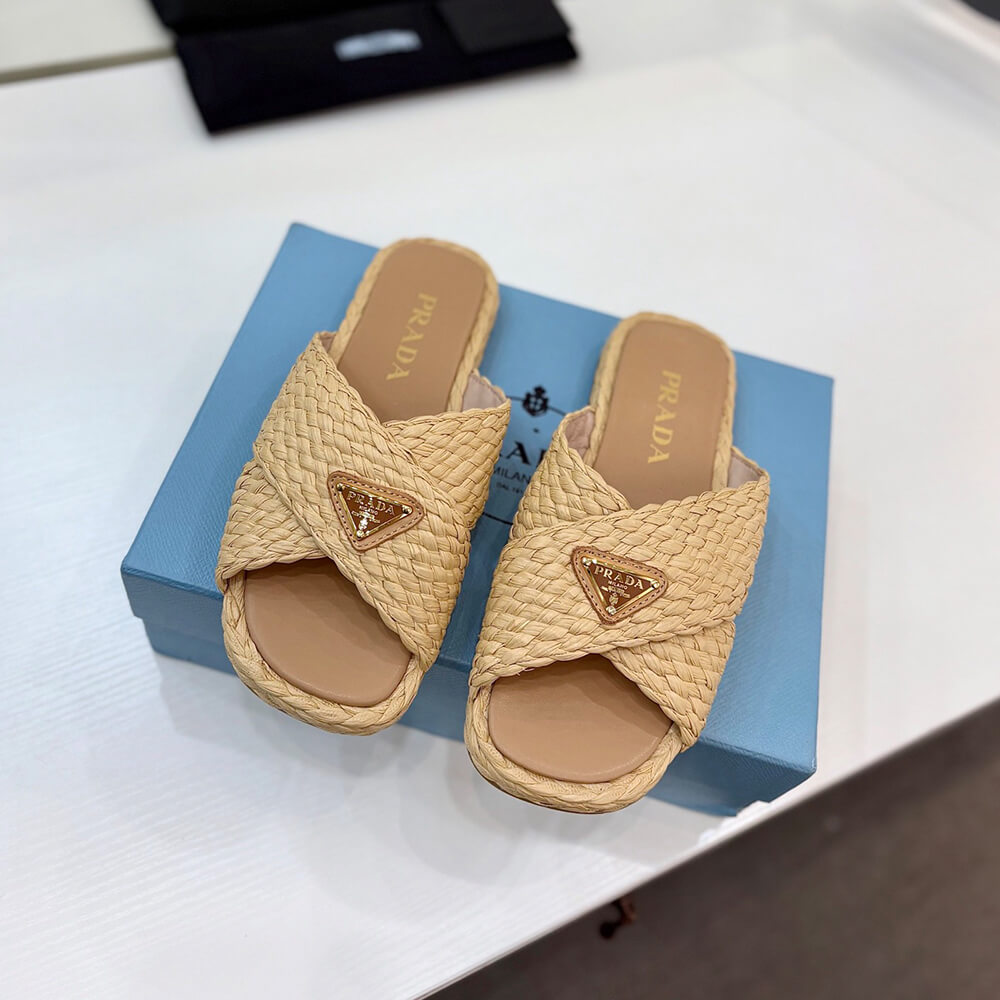 Prada Raffia crisscross slides - Top Club