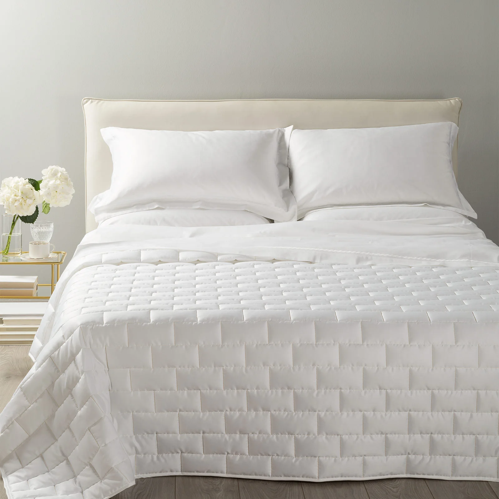 Quilted bodder in Klio cotton satin white Dreaming double