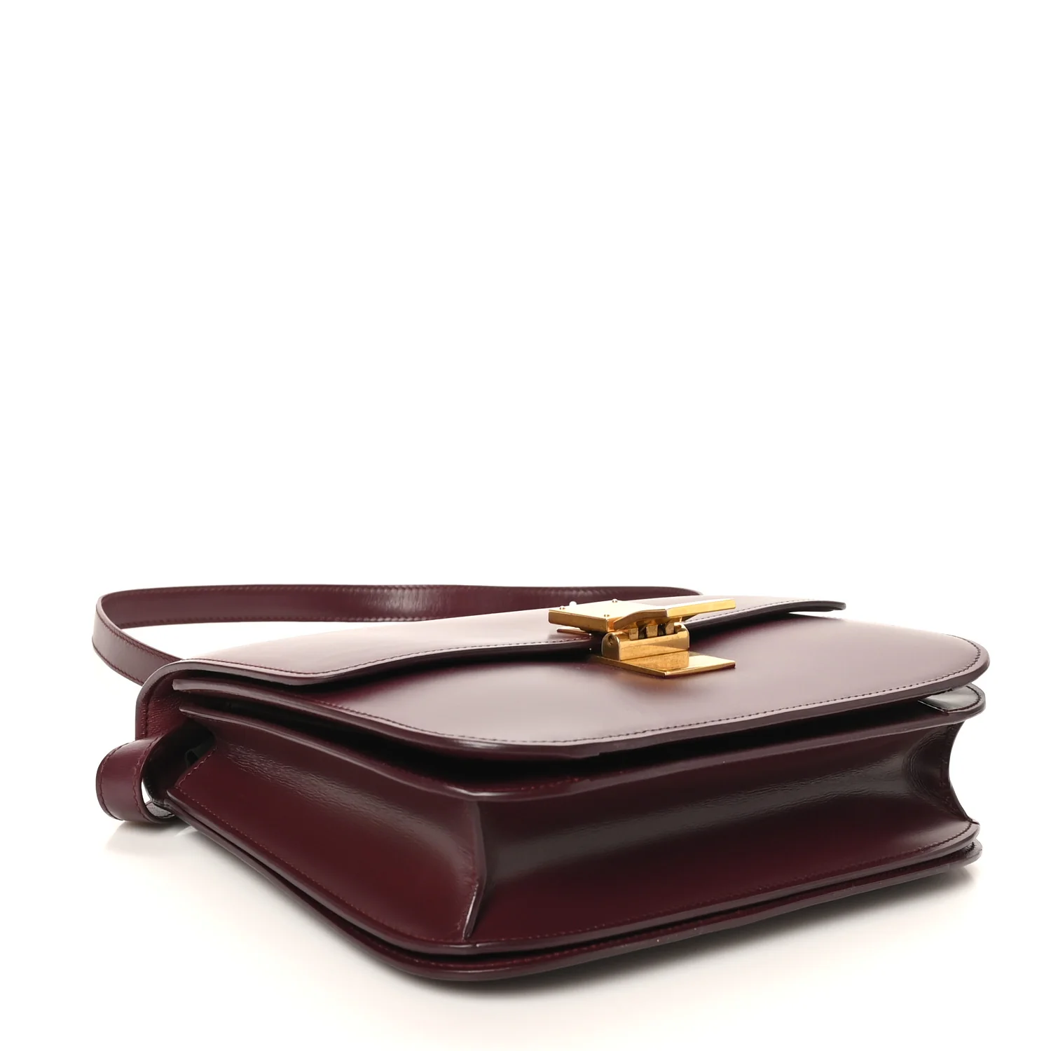 Box Calfskin Medium Classic Box Flap Bag Burgundy - Top Club