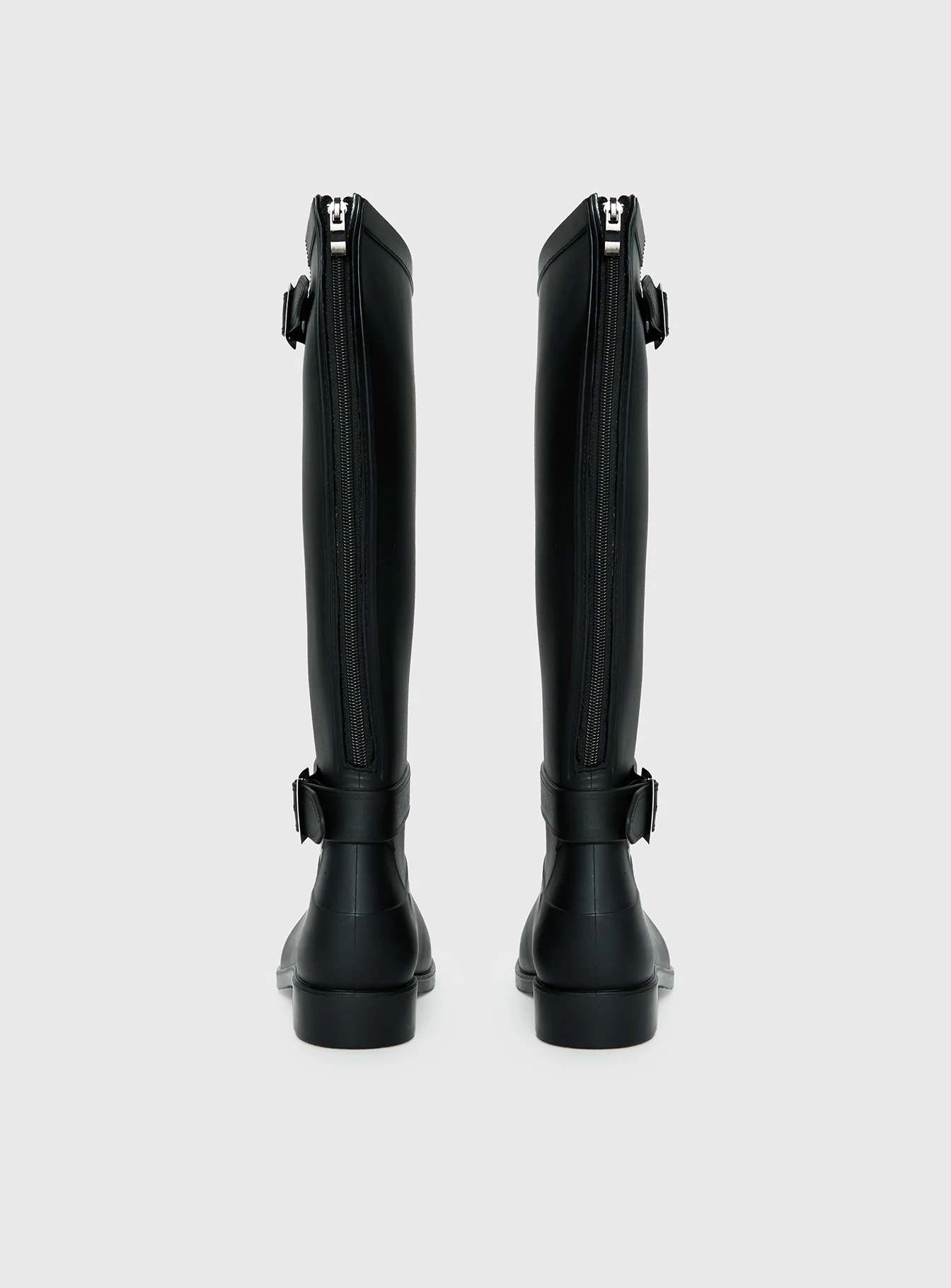 Elvera Buckle Detail Rubber Gumboots Black