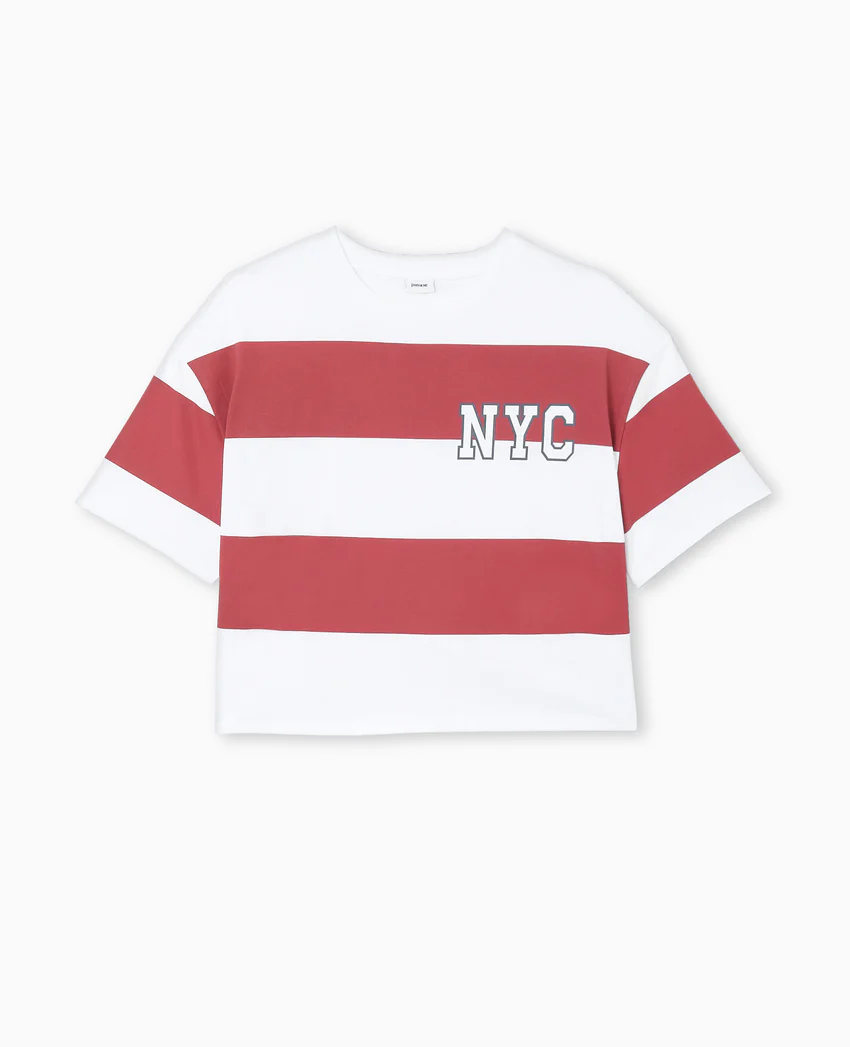 Pimkie T-shirt ample et court larges rayures