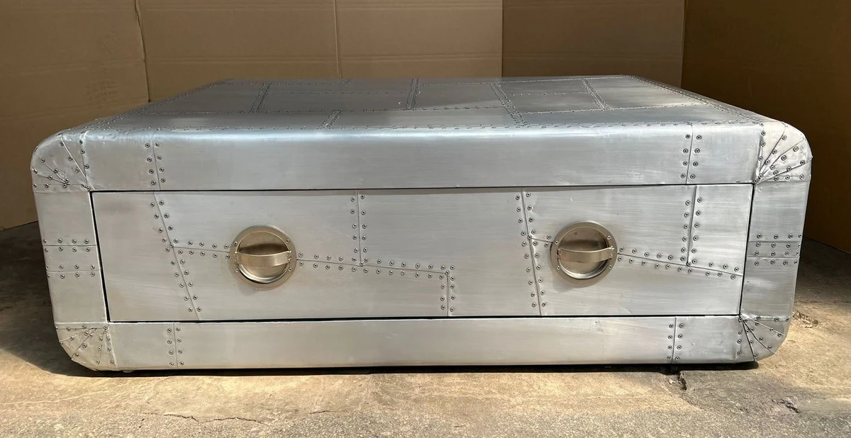 Aluminum airplane aviator coffee table silver 120 cm - aluminum furniture
