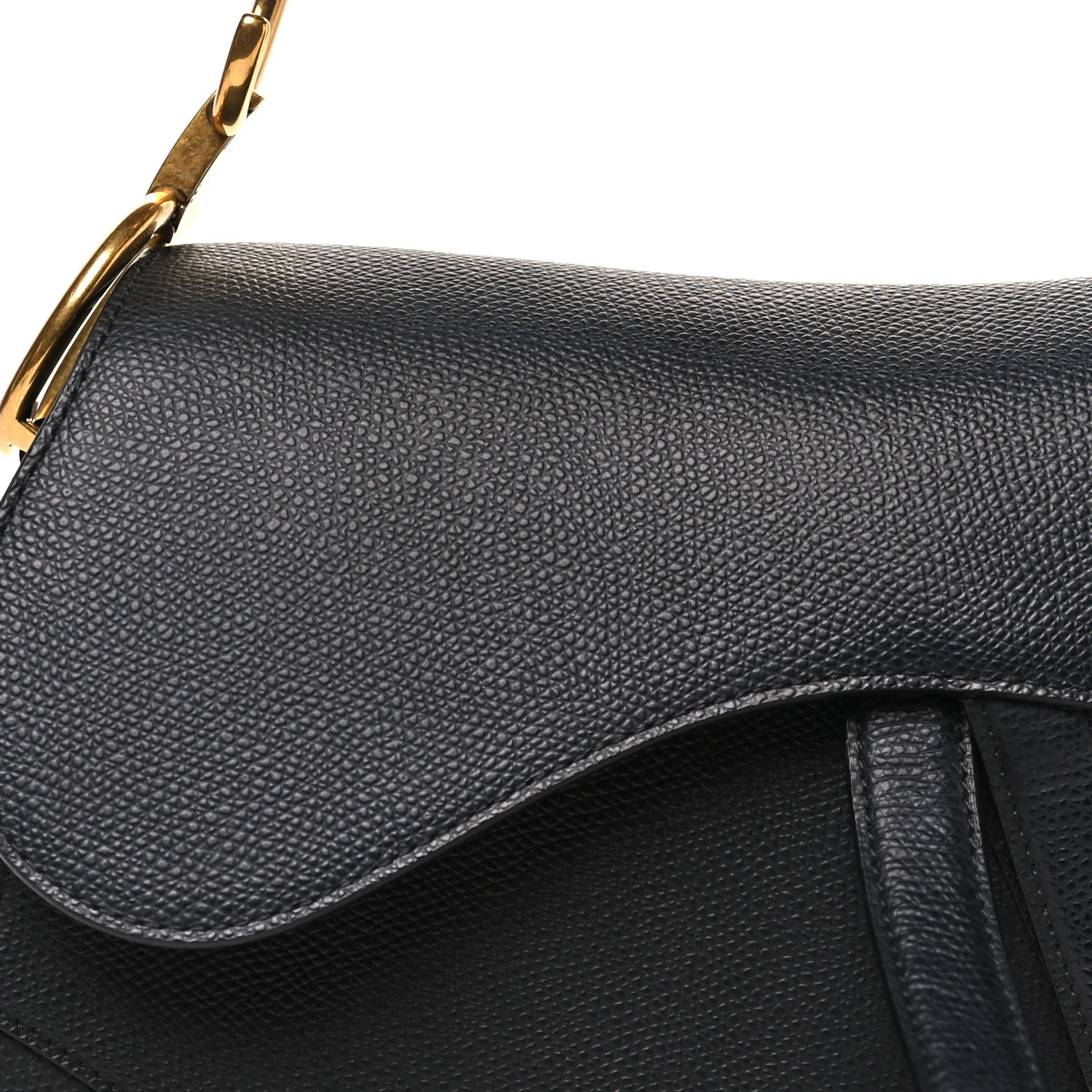 Grained Calfskin Saddle Bag Black - Top Club
