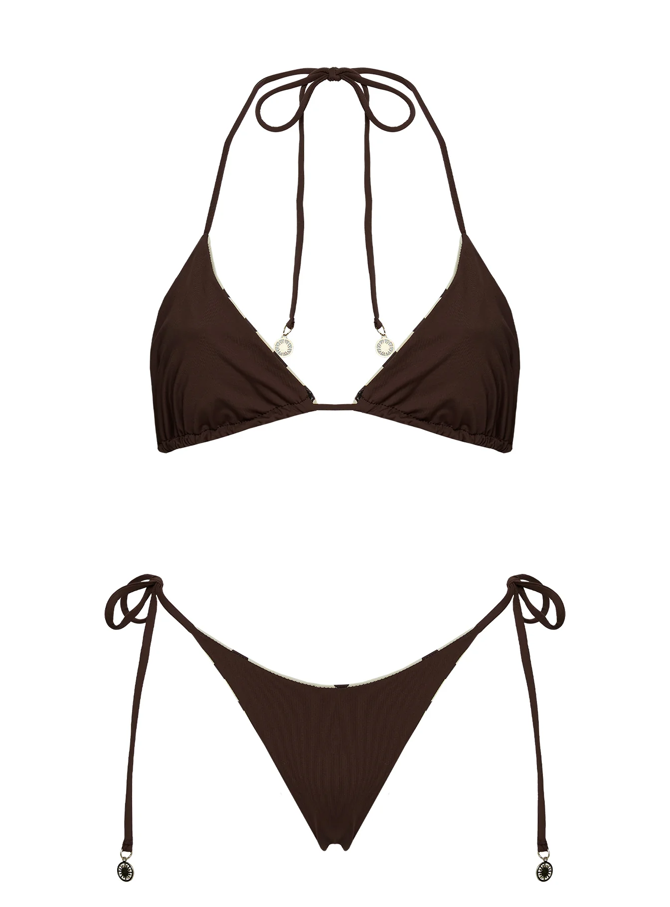 Nevaeh Reversible Triangle Bikini Top Yellow Polka Dot