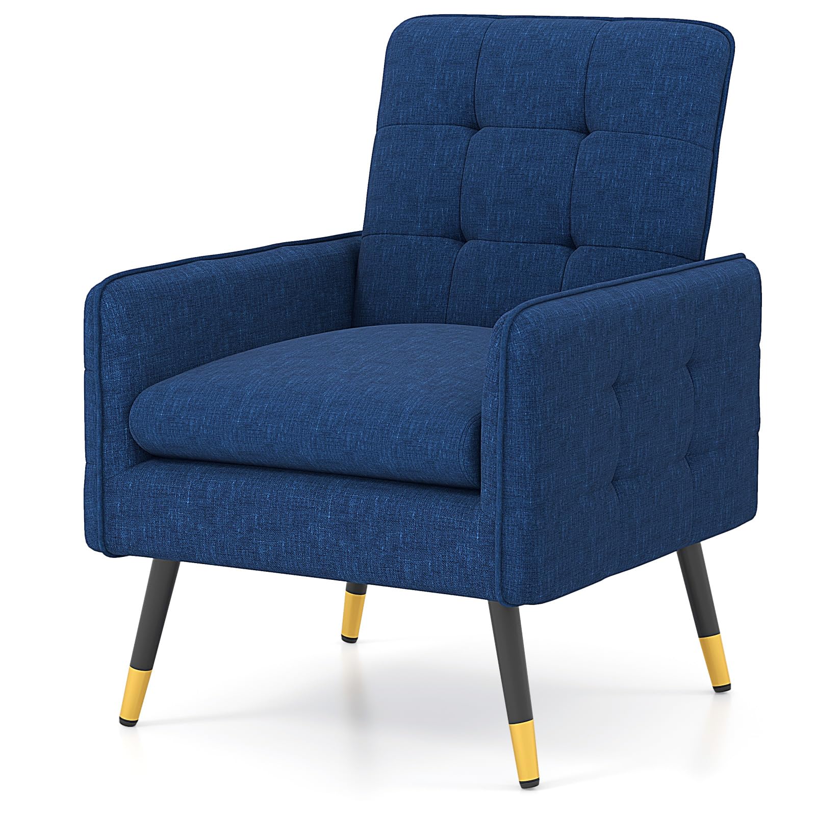 BEFOUNDLOVELY Upholstered Armchair with Tufted Back, Metal Legs, Adjustable Foot Pads