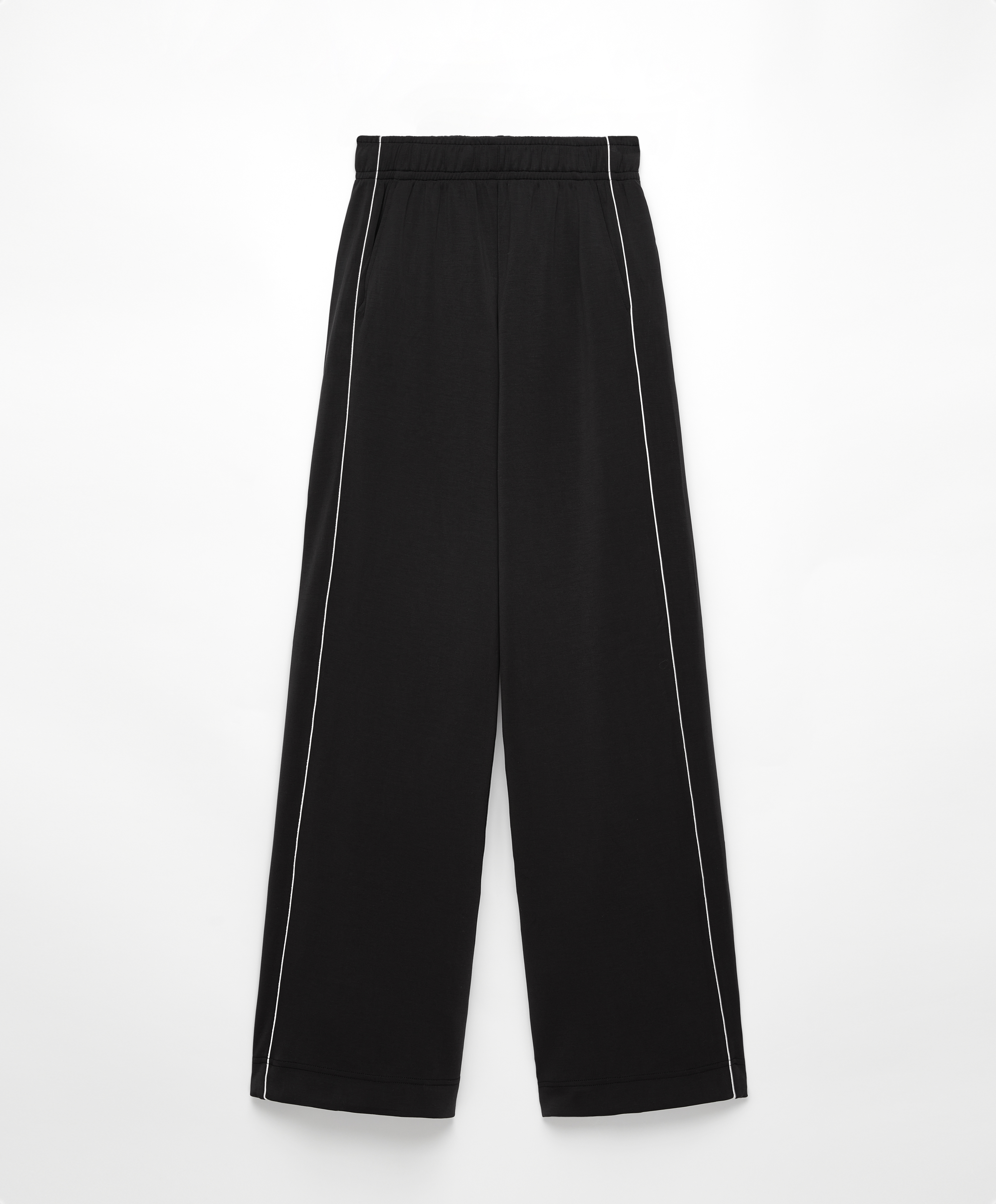 OYSHO Side appliqué wide straight-leg trousers with modal