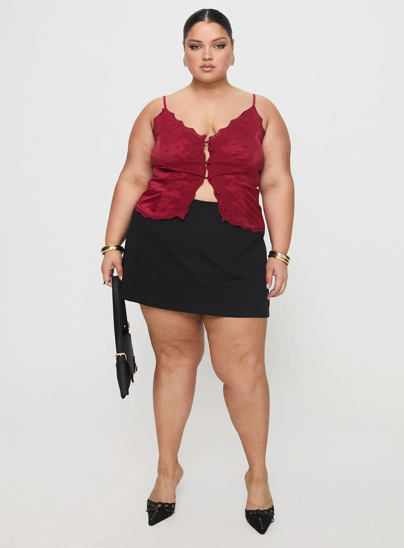 Juliana Top Dark Red Curve